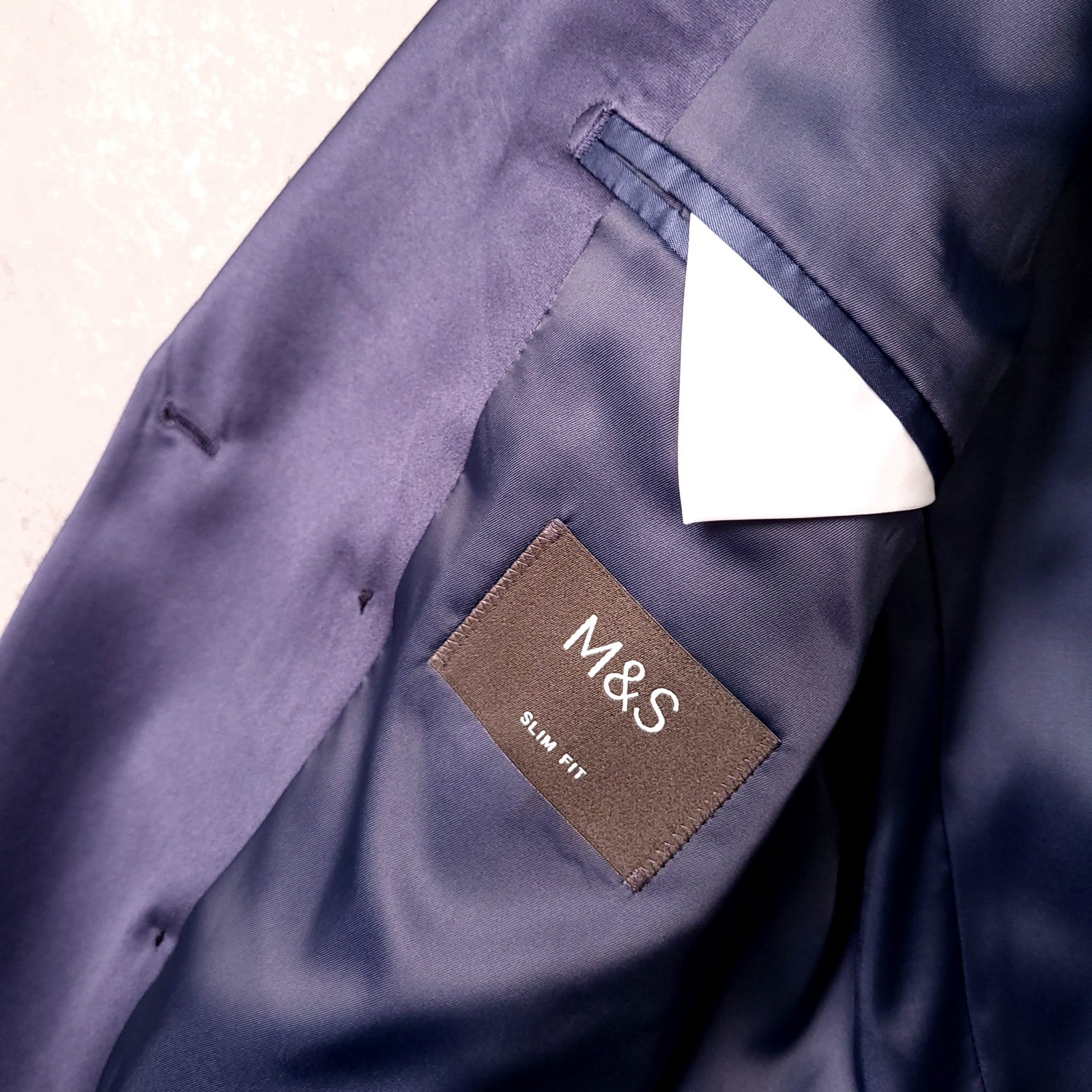 Marks & Spencer Tuxedo Dinner Jacket Mens 40R Slim Fit Navy Double Breasted