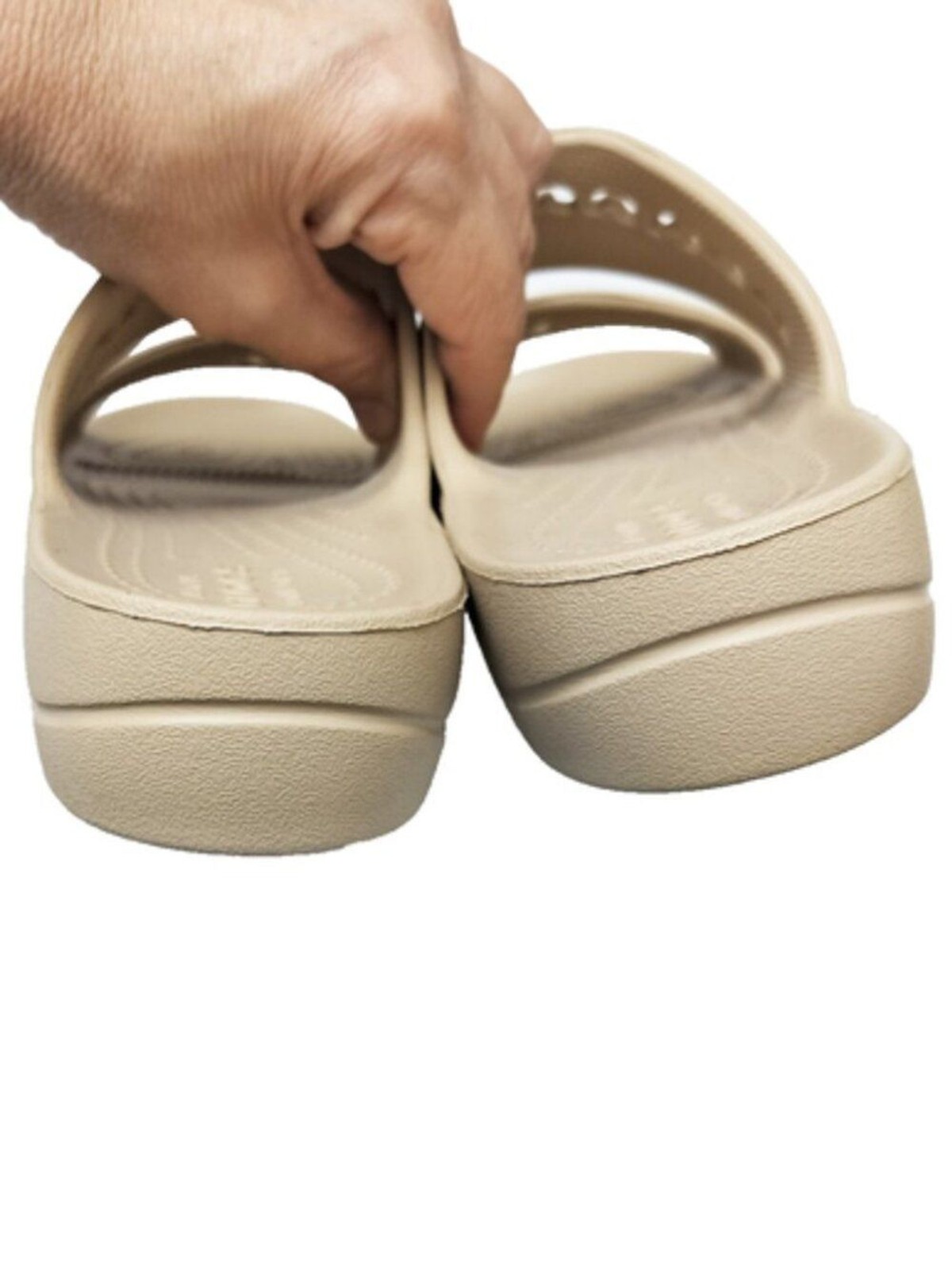 CROCS Baya Platform Slide Sandal Double Two Strap Wedge Chai Tan Beige Sz 7 NEW