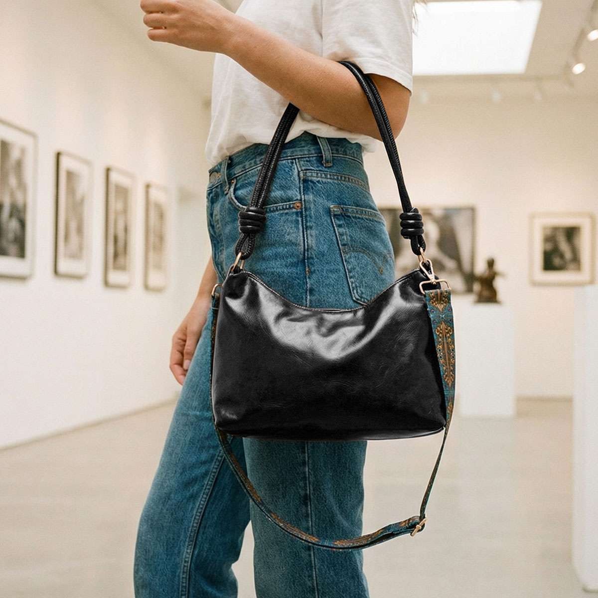 Women Soft PU Leather Tote Bag Commute Handbag Shoulder Messenger Satchel Bag