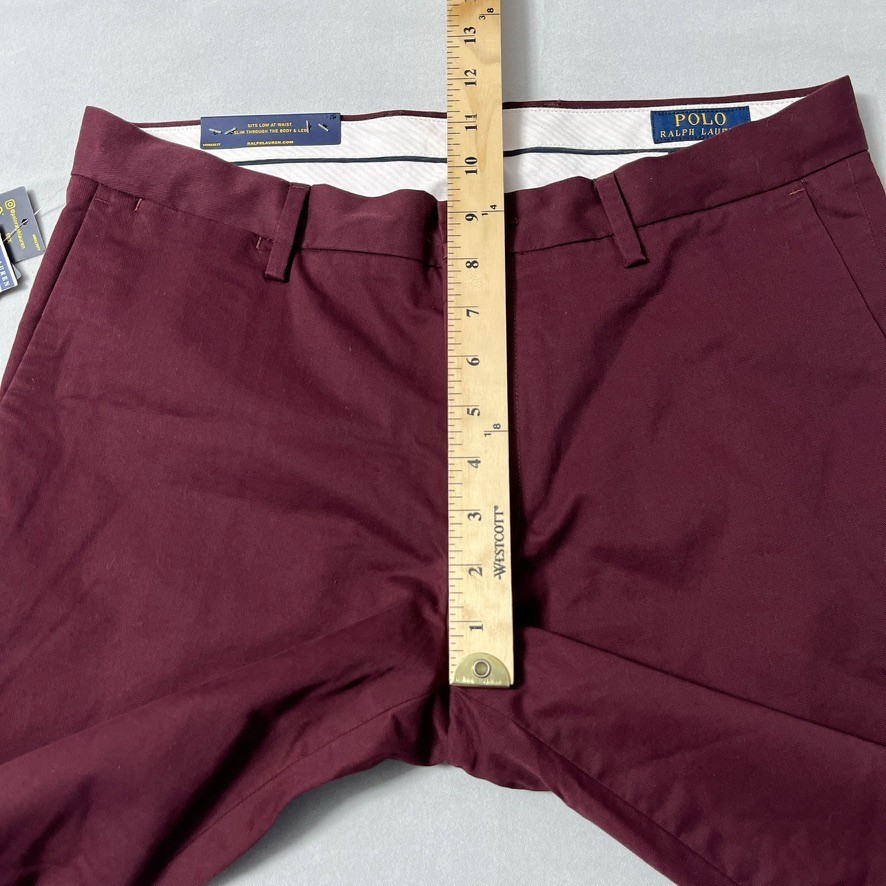Polo Ralph Lauren Pants Men 32×34 Maroon Slim Fit Stretch Chino NWT READ FLAW