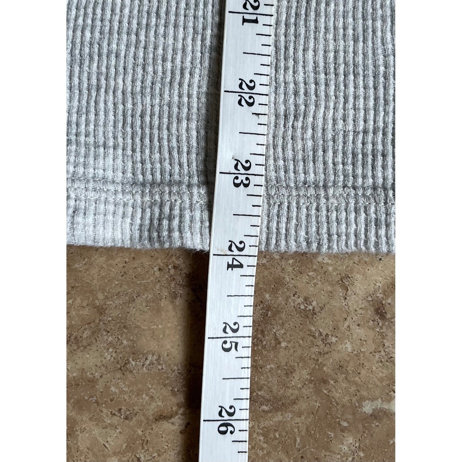Faherty Mens Thermal Knitwear Henley Shirt Gray Waffle Knit Long Sleeve Large