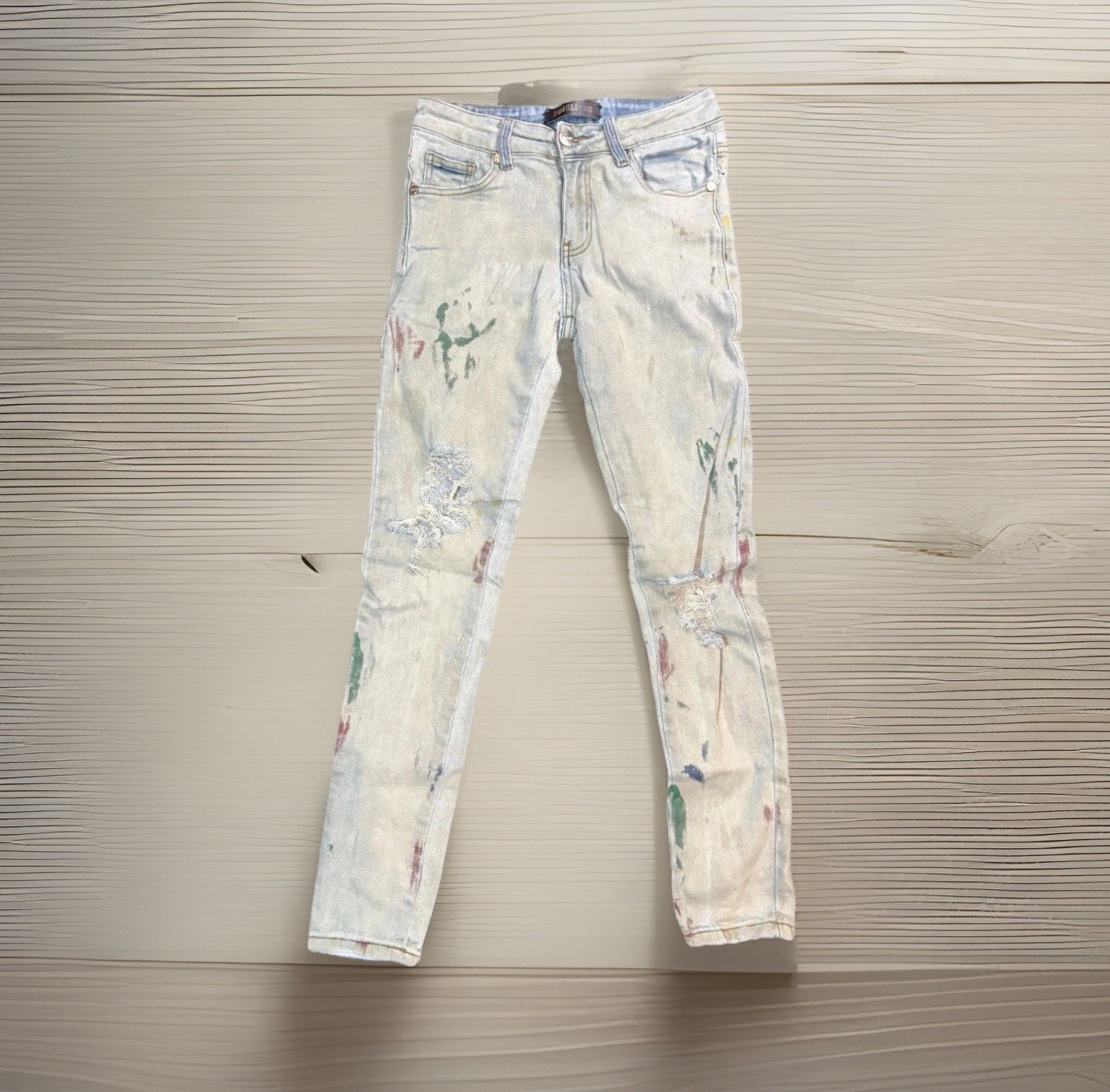 Pheelings Jeans Sky Blue Distressed Paint Splatter Slim Fit Denim | Men Size 28