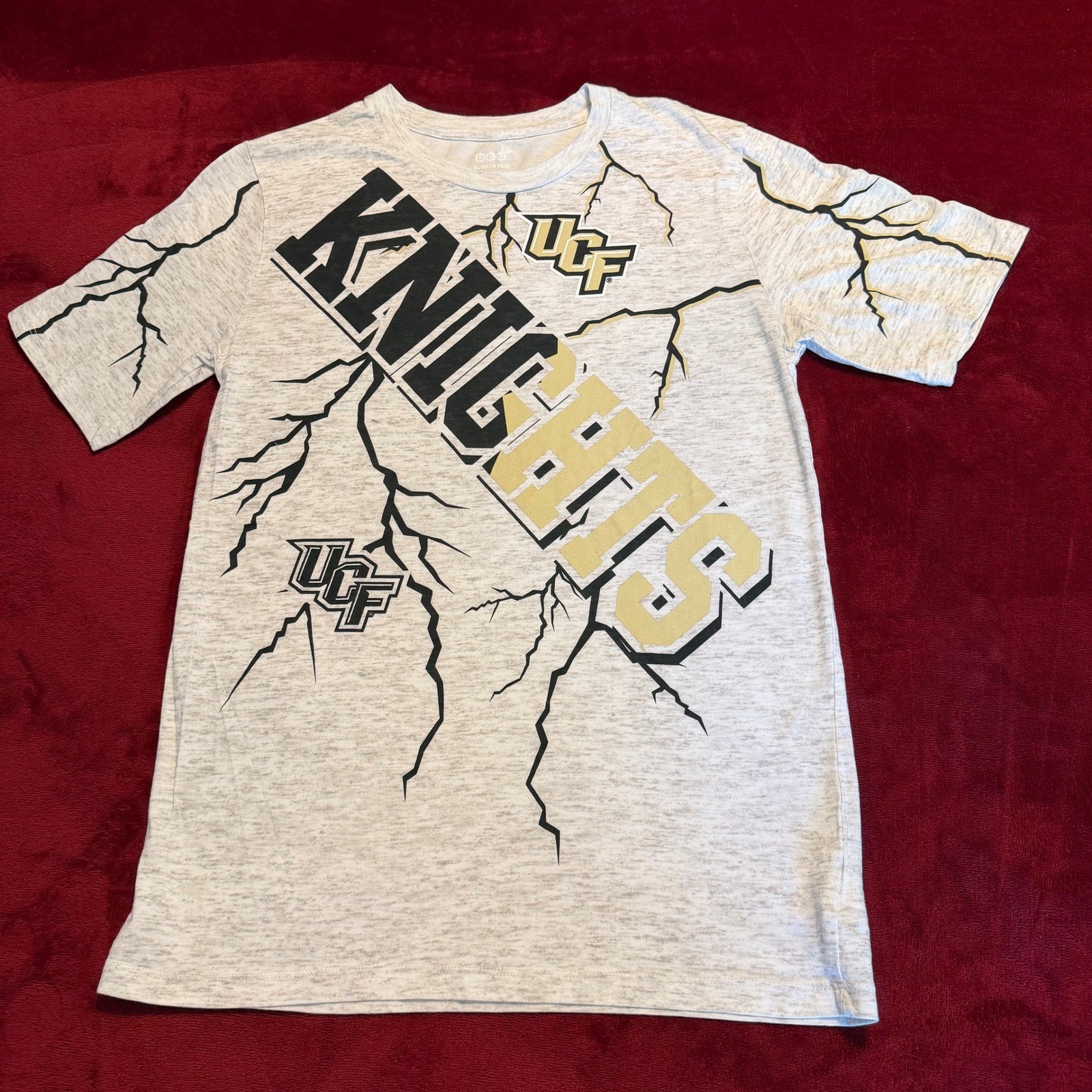 Gen2 UCF Knights Youth T-Shirt Gray Lightning Graphic Boys XL 18/20 NCAA Tee