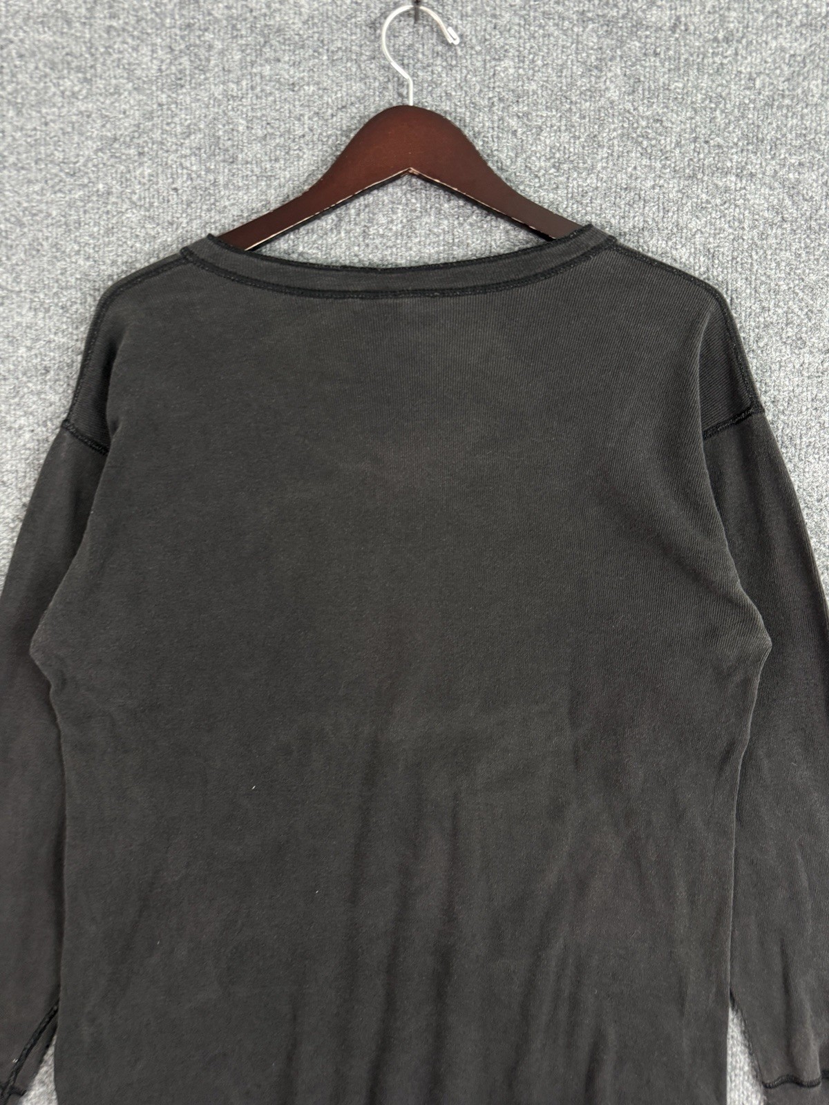 Vintage 90s GAP Henley Thermal Shirt Mens XL Black Long Sleeve Cotton Y2K Casual