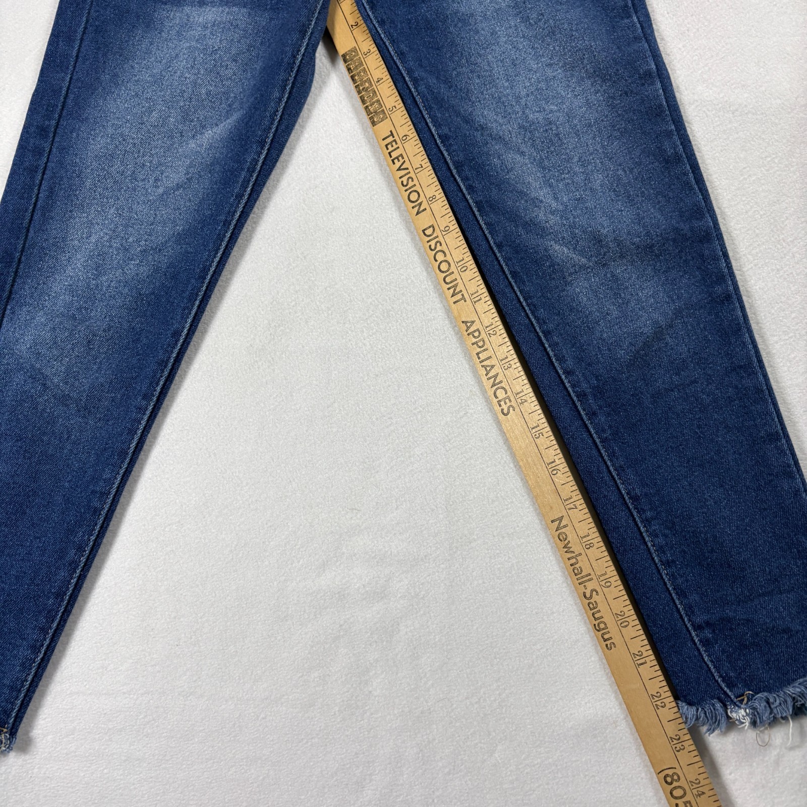 Blue Savvy Jeans Womens 3 28 Skinny High Rise Dark Wash Frayed Hem Denim Stretch