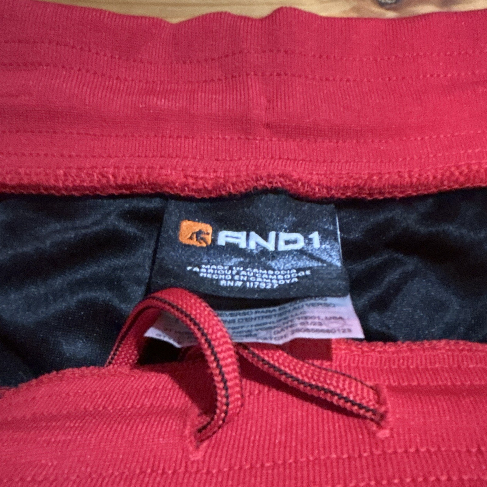 AND1 Men’s Breathable Mesh Basketball Shorts Drawstring Black/Red/White XL