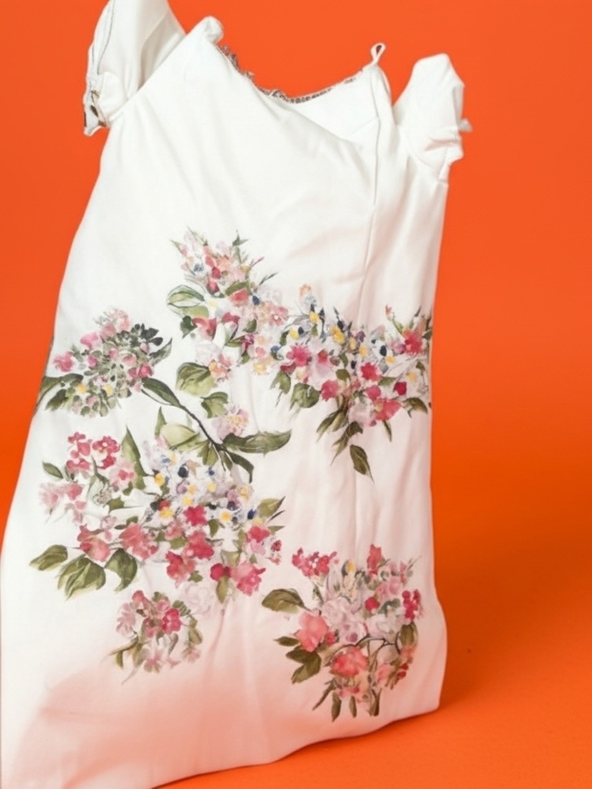 Xhilaration ivory floral cap sleeve V-neck midi dress featuring crochet lace…