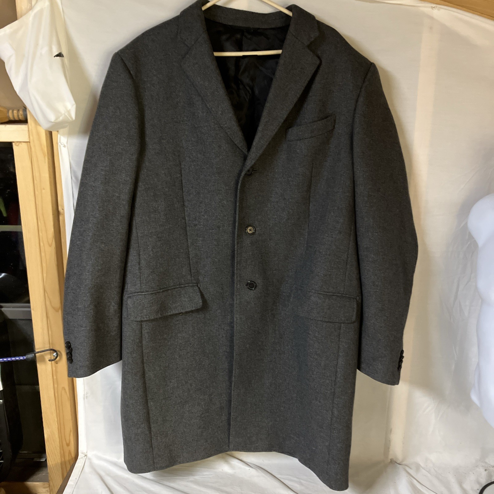 Banana Republic Wool Overcoat Mens 2XLT XXLT Mario Bellucci Italian Melton Gray