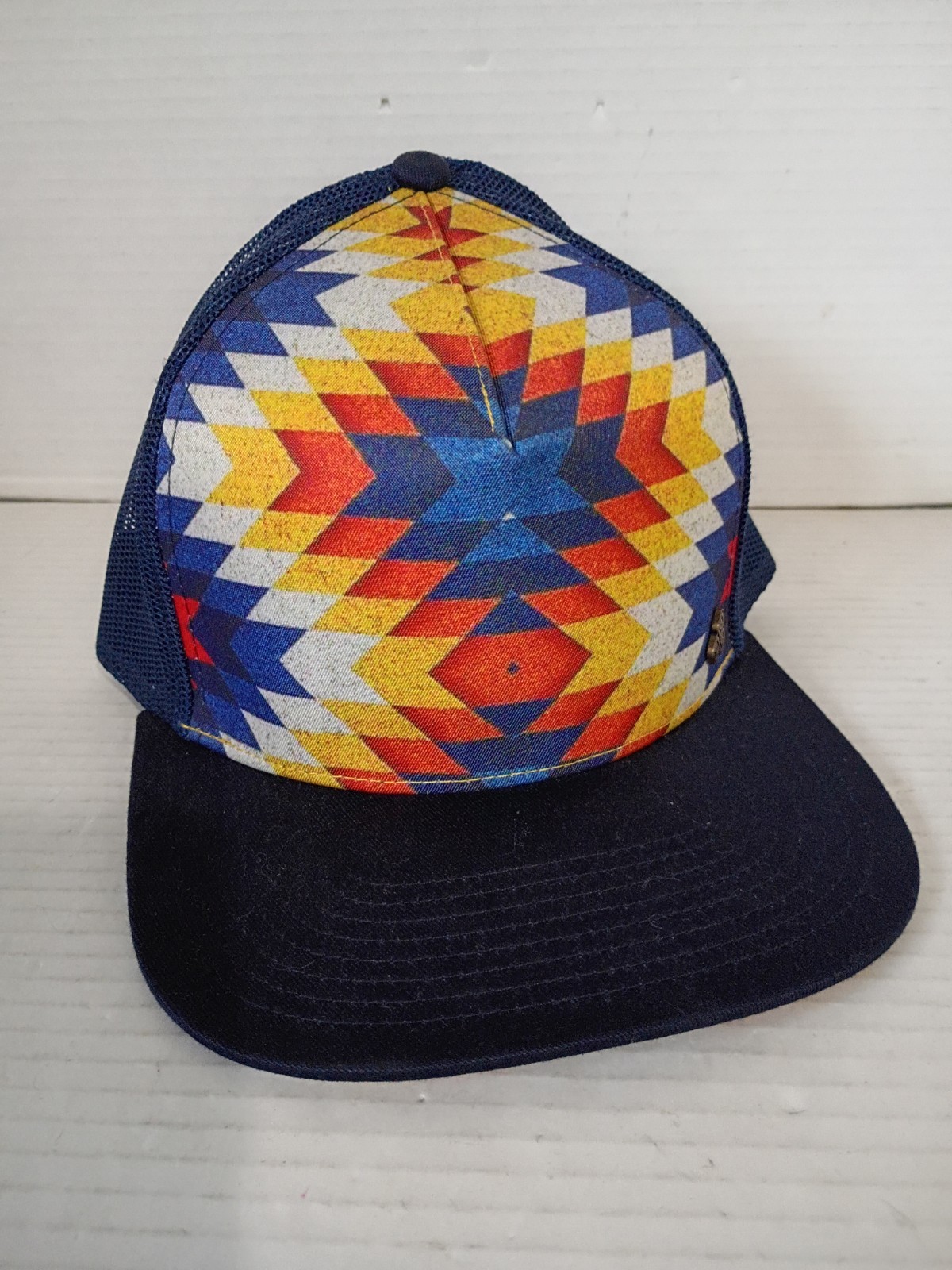 G&L Trucker Hat Santa Fe Positive Goods mesh snap-back blue red yellow adult