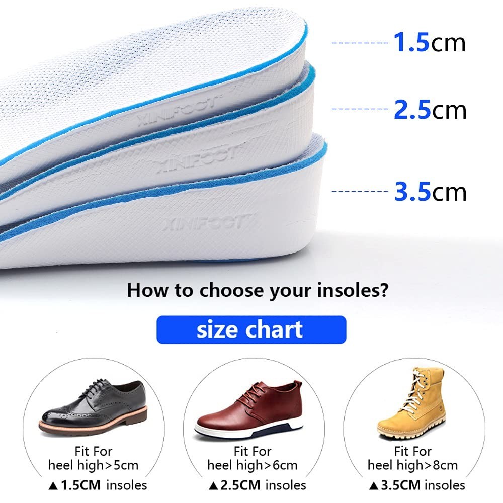 Height Increase Insoles with Arch Support – Breathable Heel Lift Inserts for Men