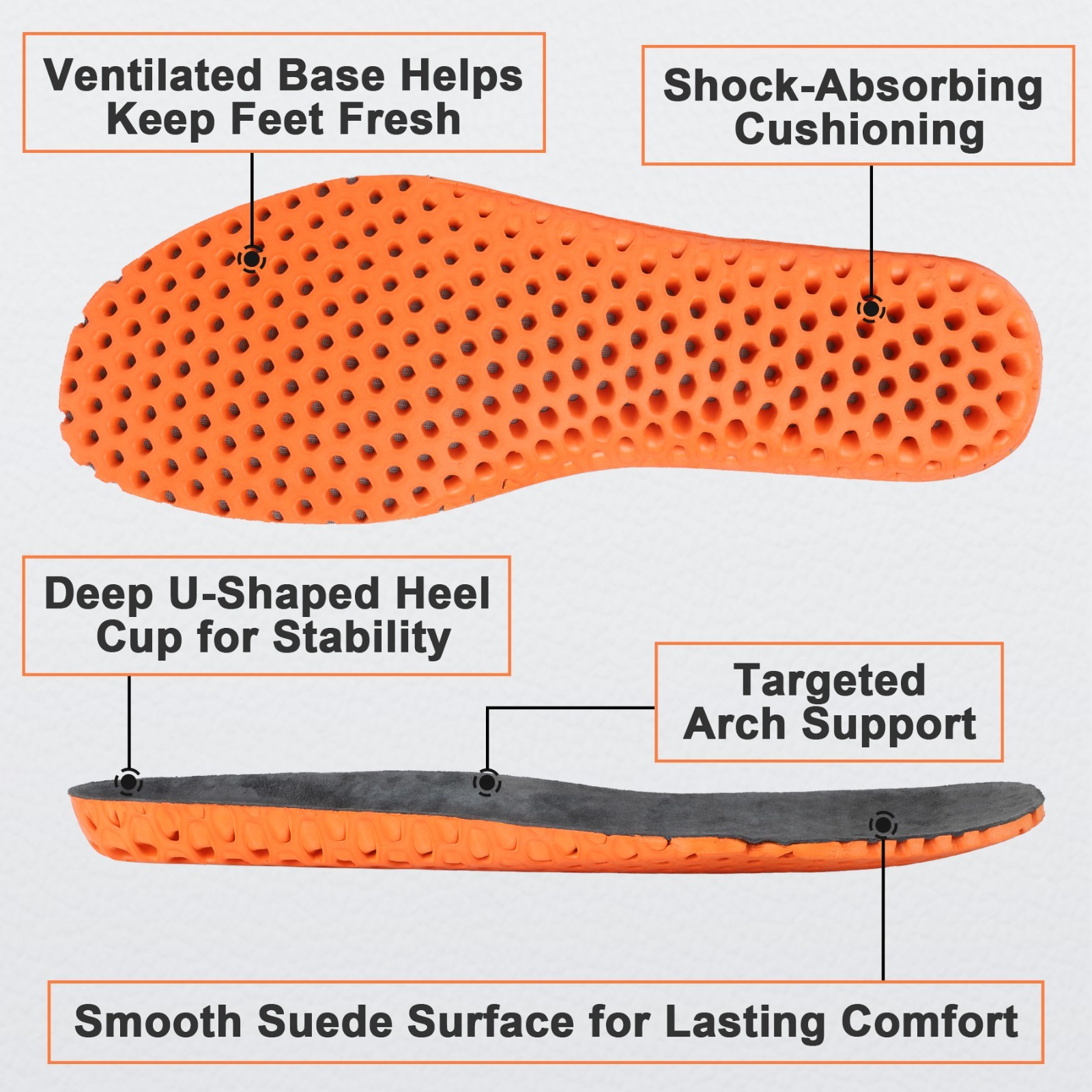 Knixmax Arch Support Leather Insoles Sport Shoe Inserts Cushioned Boot Innersole