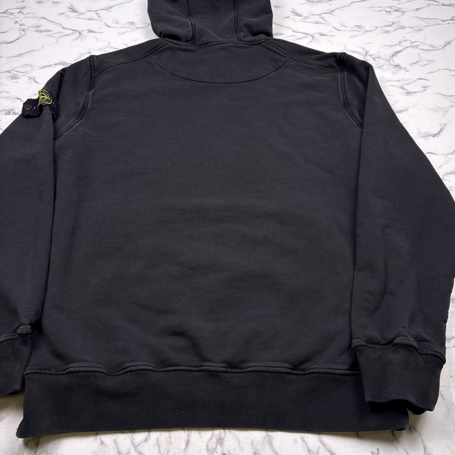 Stone Island Black Hoodie Pullover Classic Sweatshirt Logo Patch Men’s Sz XL