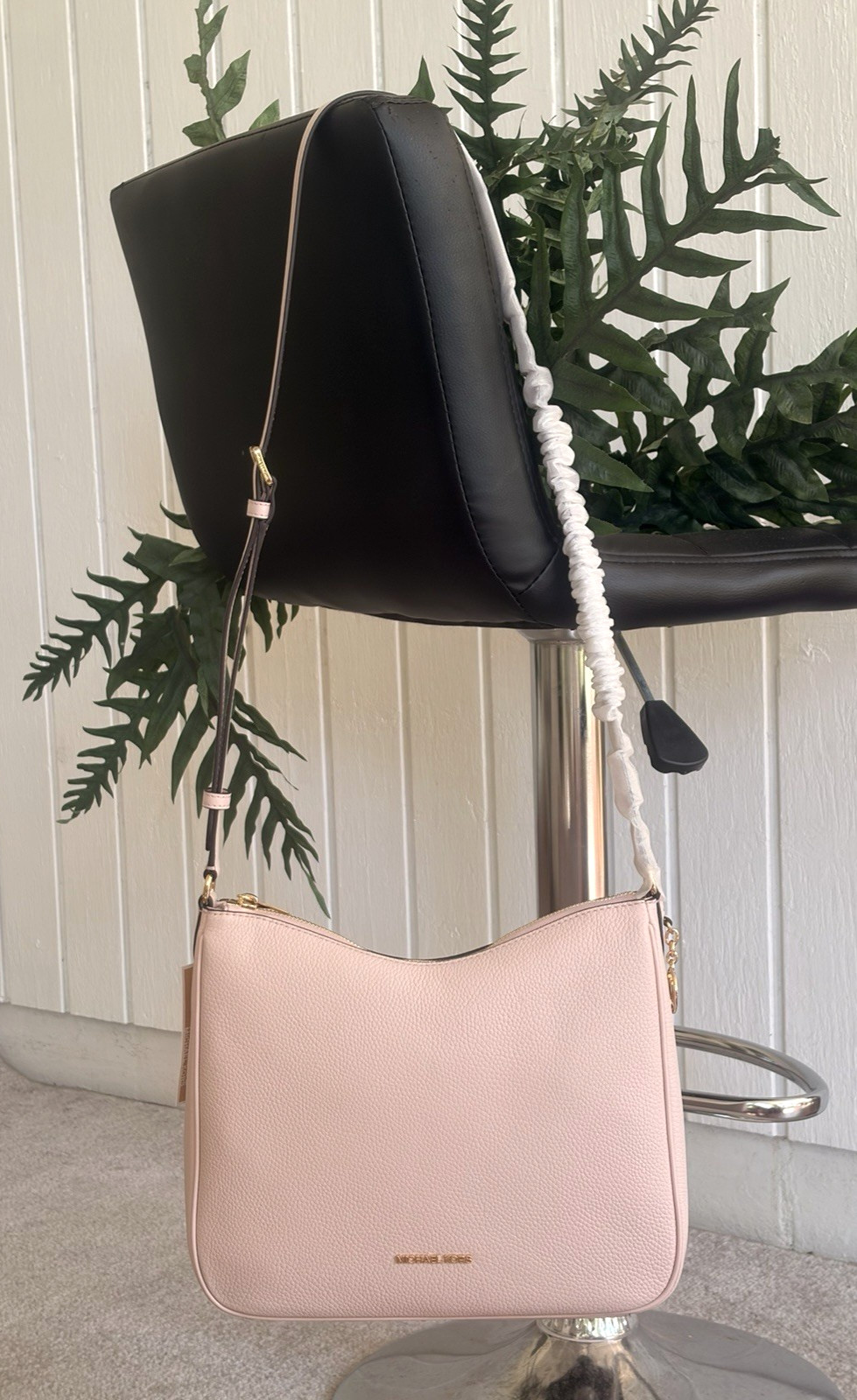 MICHAEL KORS NAYLA MEDIUM ZIP MESSENGER CROSSBODY BAG TOTE MK PINK LEATHER GOLD