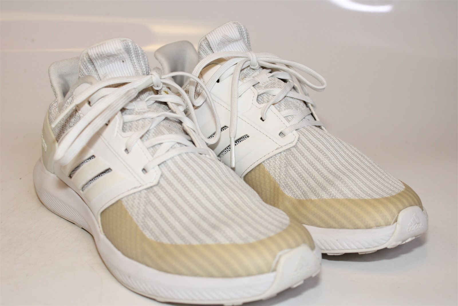 adidas Youth RapidRun Boys Size 5 37 1/3 White Knit Running Sneaker Shoes DB0215