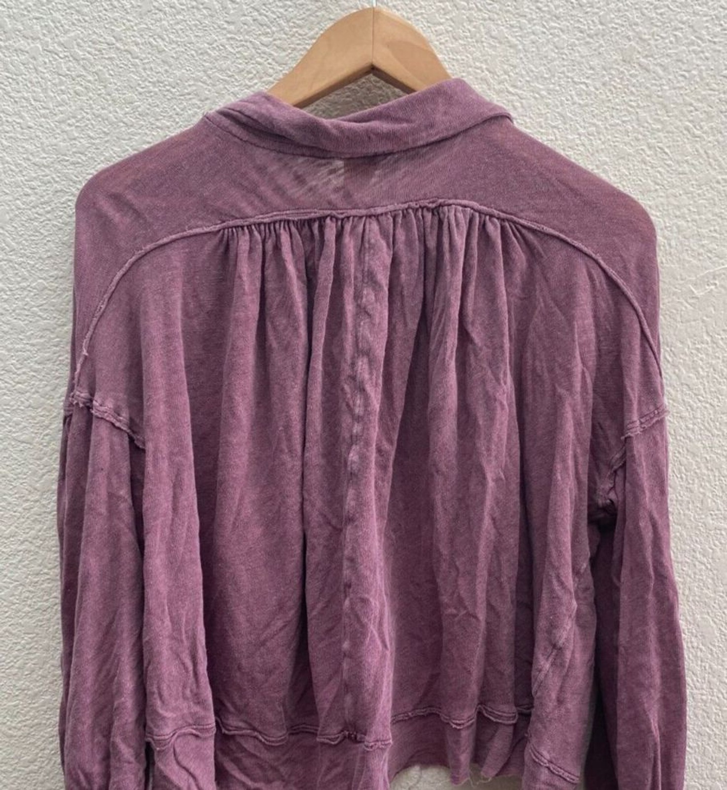 Free People Rush Hour Peasant Blouse Top OB872332 Mulberrry Medium Raw Hem