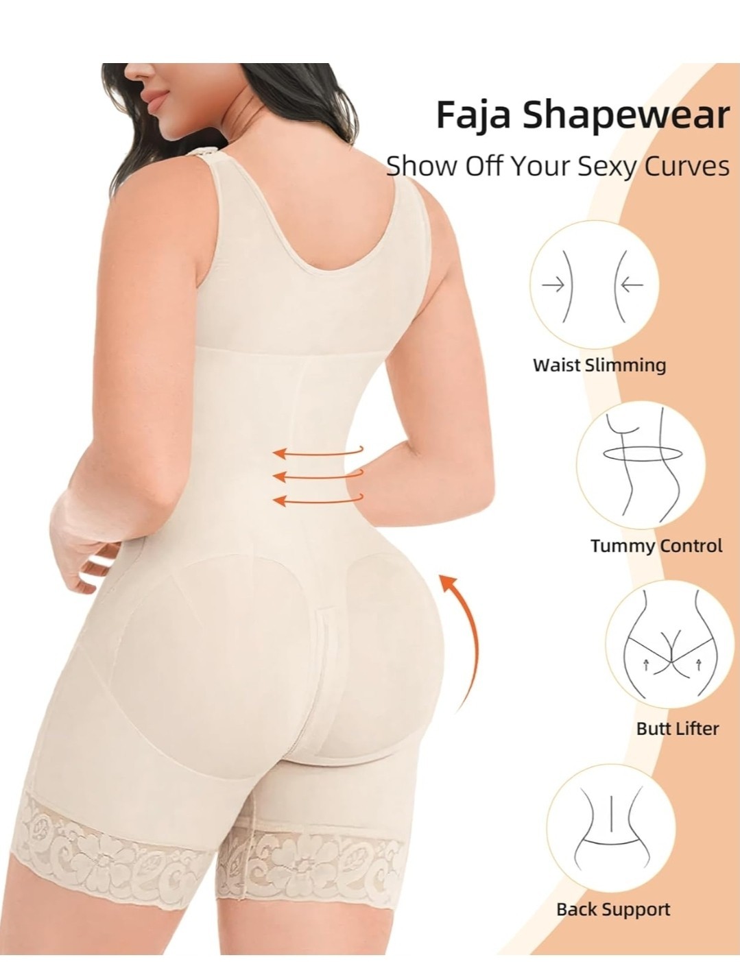 The YIANNA Fajas Colombianas shapewear, model YA7275 in BEIGE, size LARGE