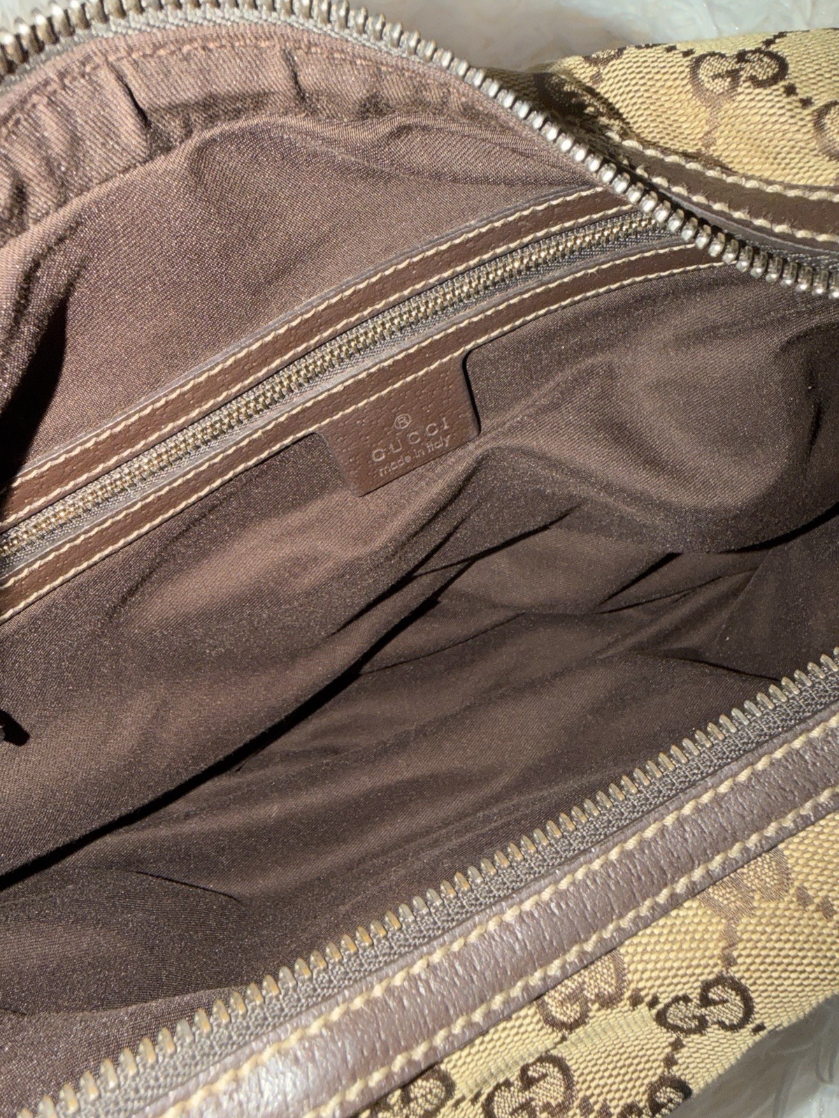 Vintage Gucci GG Monogram Bamboo Amalfi Brown Medium hobo Shoulder Bag