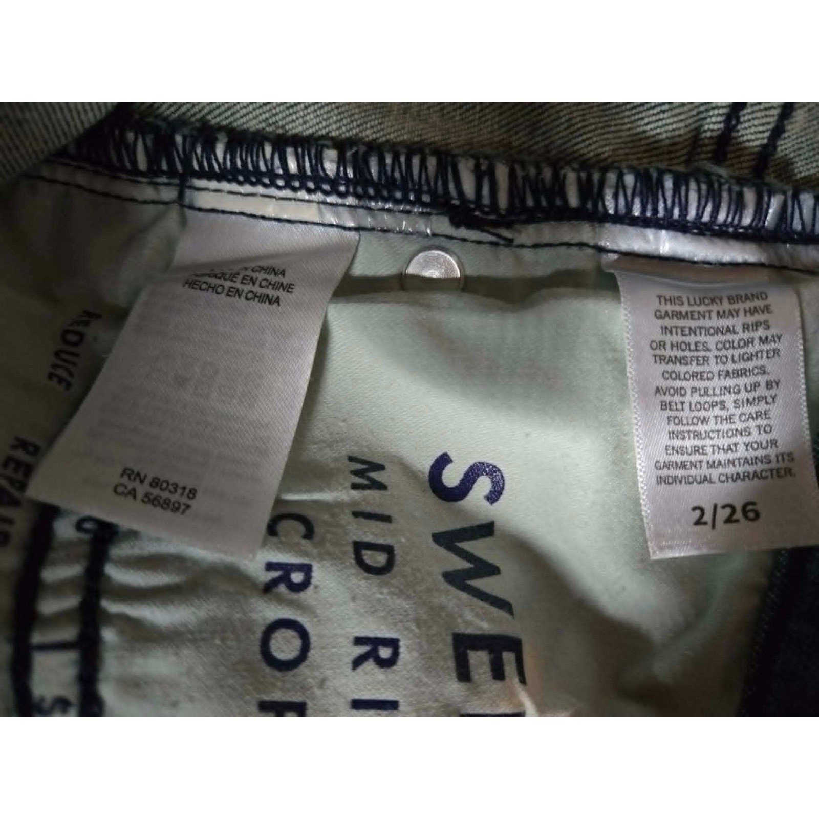 Lucky Brand Sweet Mid Rise Crop Jeans Medium Wash Raw Hem 7W15674 Size 2/26 NEW