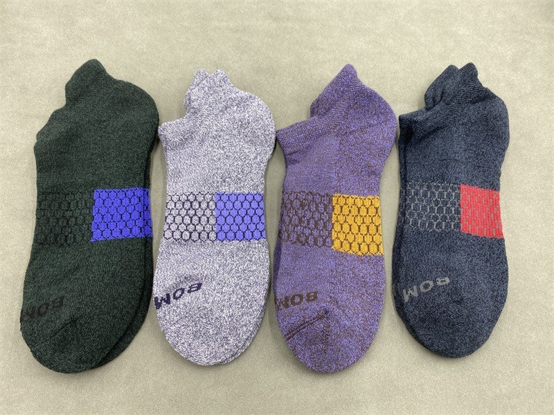 4 Pairs Bombas Midweight Ankle Sock Honeycomb Men’s 4 Colors Size L 9.5-13