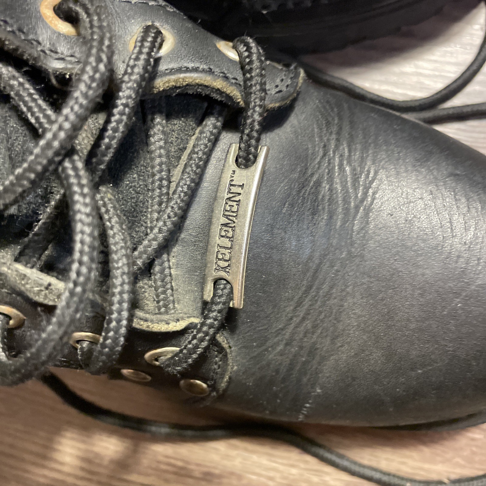 Element Motorcycle Boots Womens Size 9 Black Leather Logo Zip up Snap Lace Up