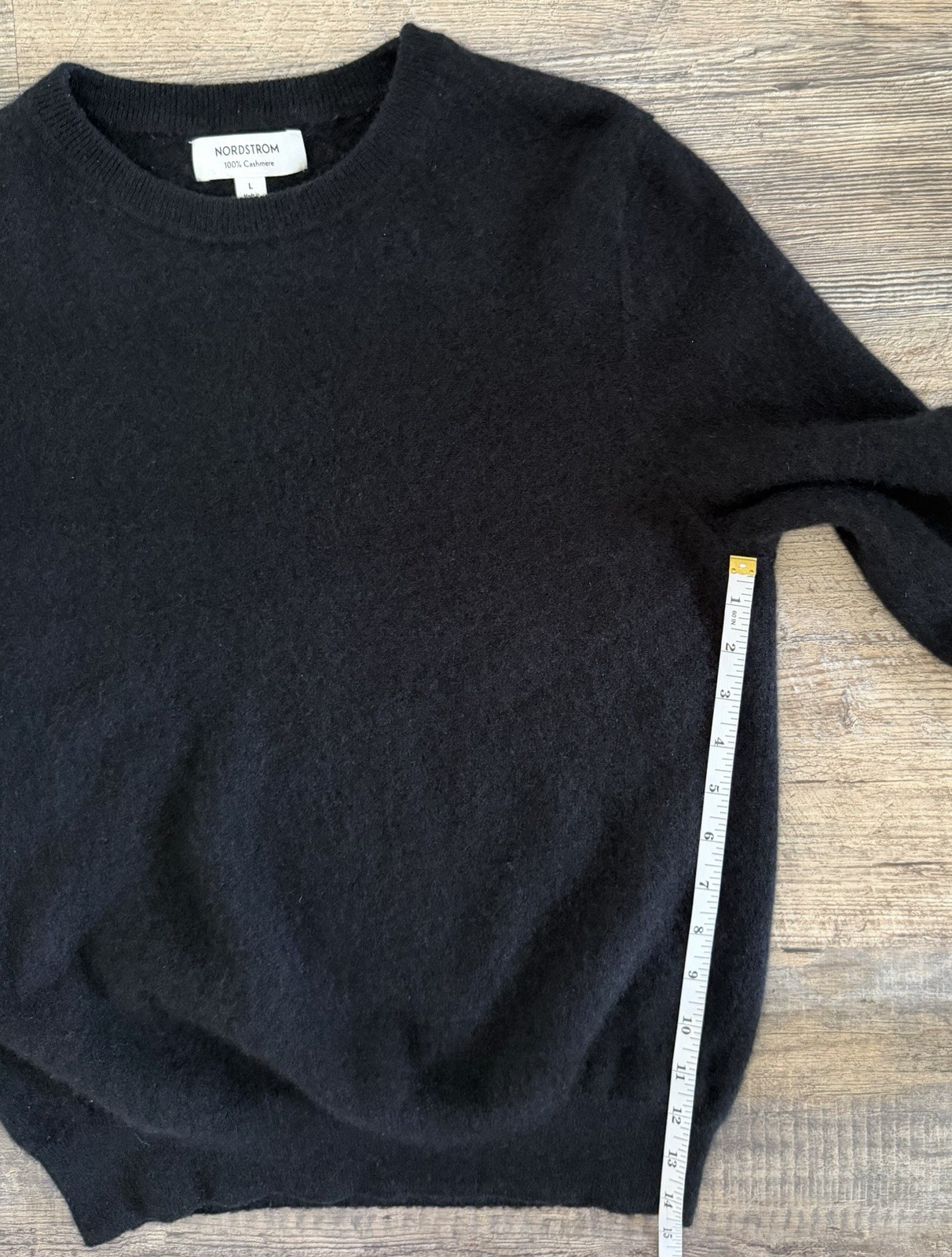 Nordstrom Women’s Size Large Black 100% Cashmere Crewneck Sweater