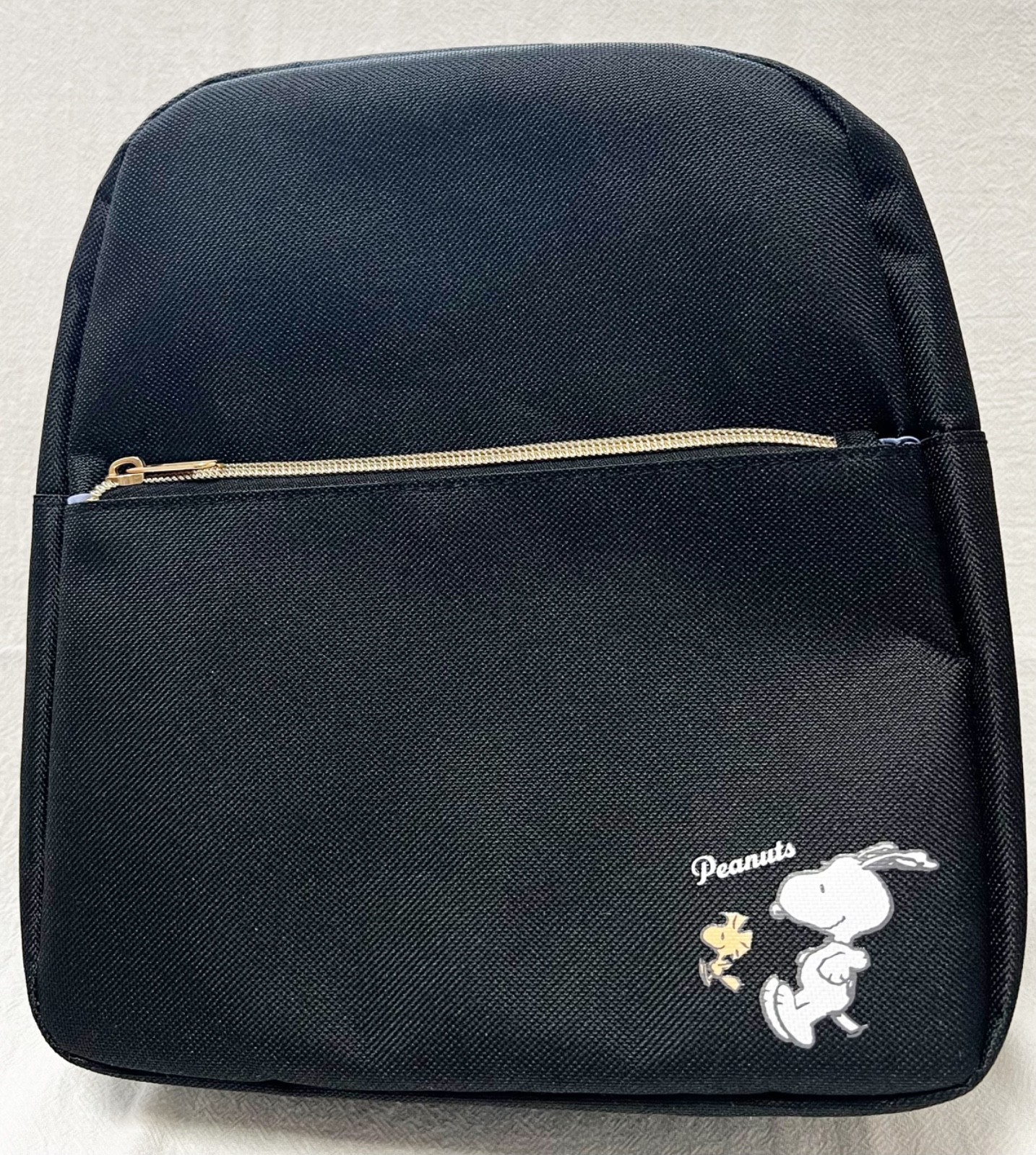 Peanuts Snoopy Woodstock Mini Backpack Black Gold Zipper Bag NWT Japan