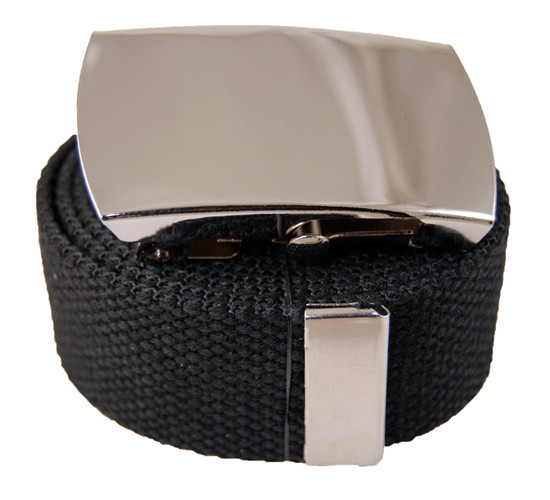 60″ Plain_Big Silver Canvas Military Web Belt & Buckle 25 Color
