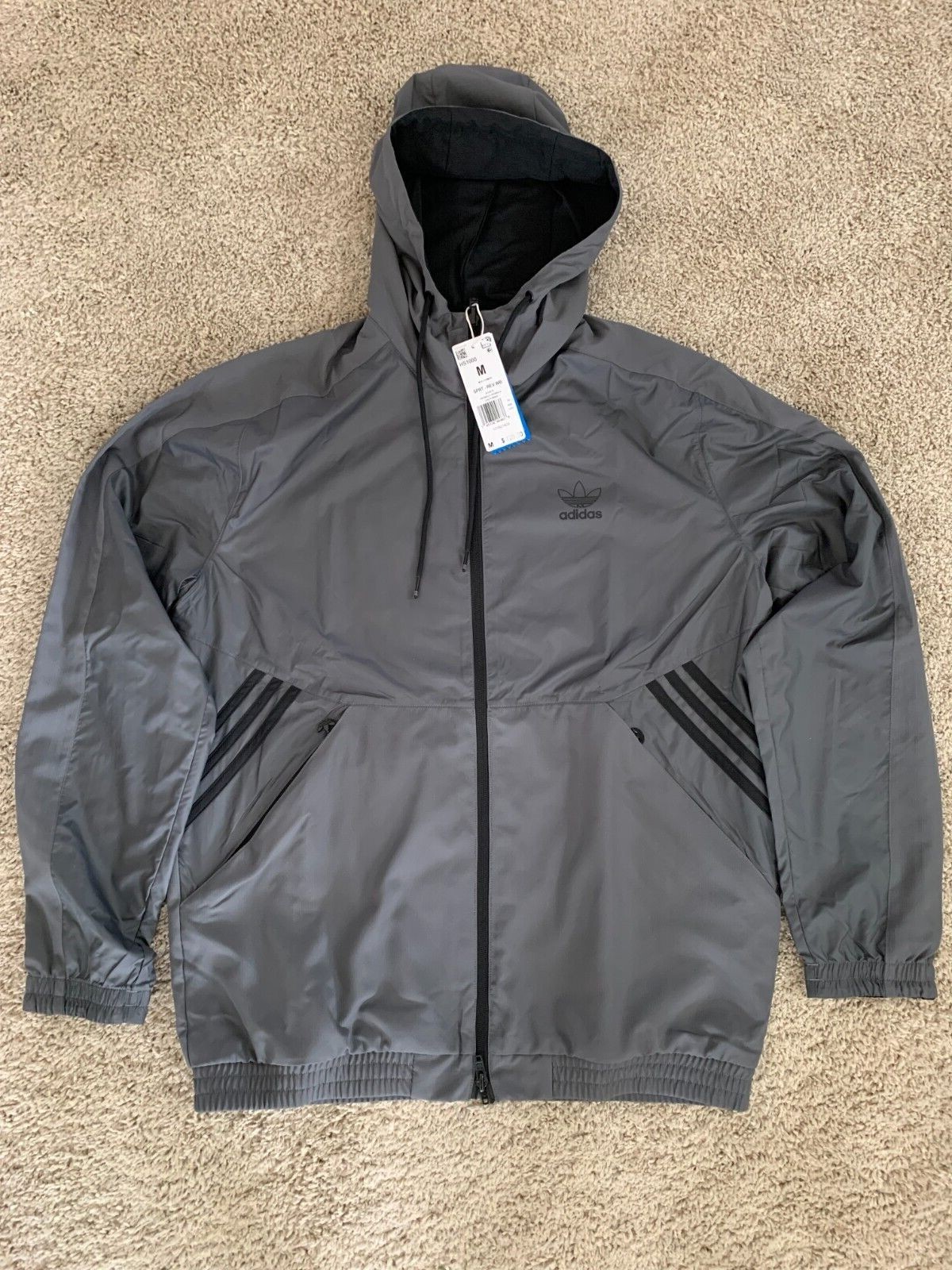Men’s adidas Originals Sport Reversible Windbreaker Jacket Grey Five Black $120