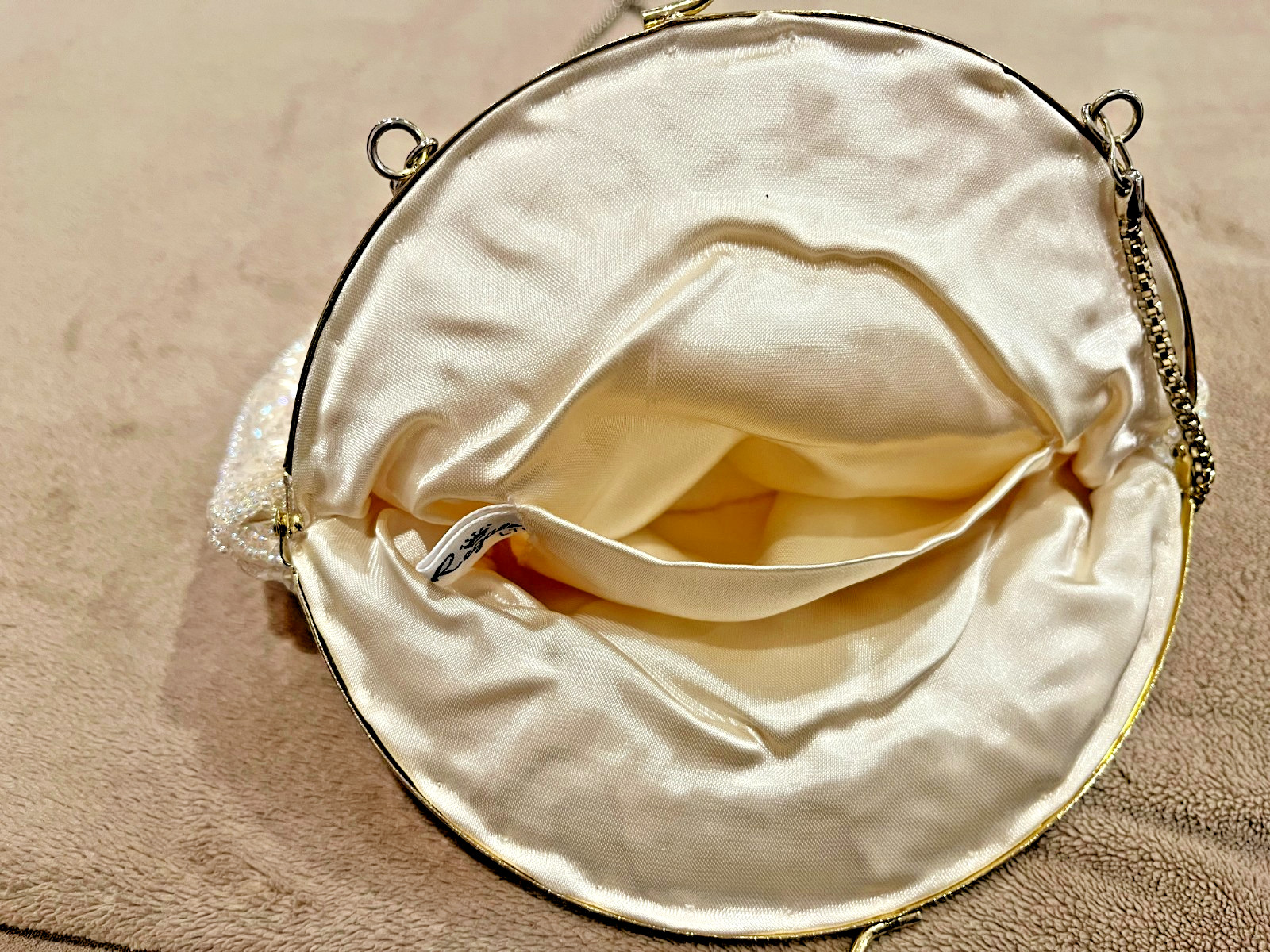 Vintage Beaded Cream Iridescent/Sequin Clutch Evening Bag Wedding Prom La Regale