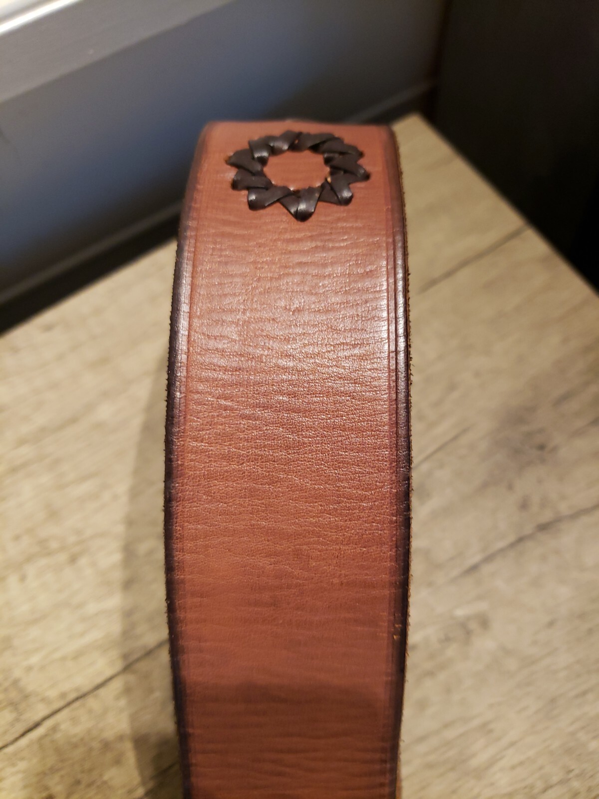 Mossimo Supply Co Genuine Leather Belt 2-Tone Brown Tooled Braided Women30/75cm.