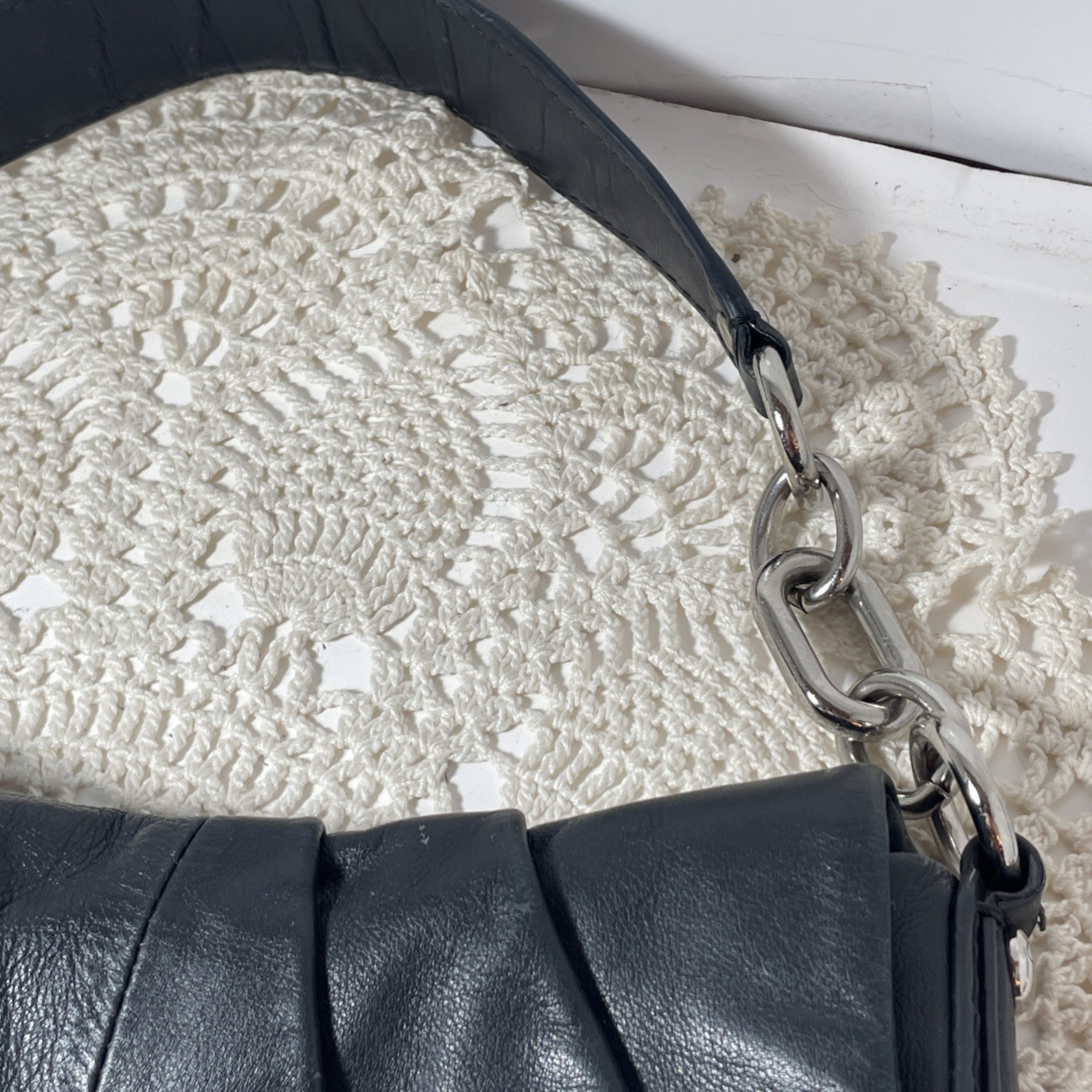 Coach Leather Shoulder Bag Kristin Purse Black 15336, Hobo Style w/ Silver Lock