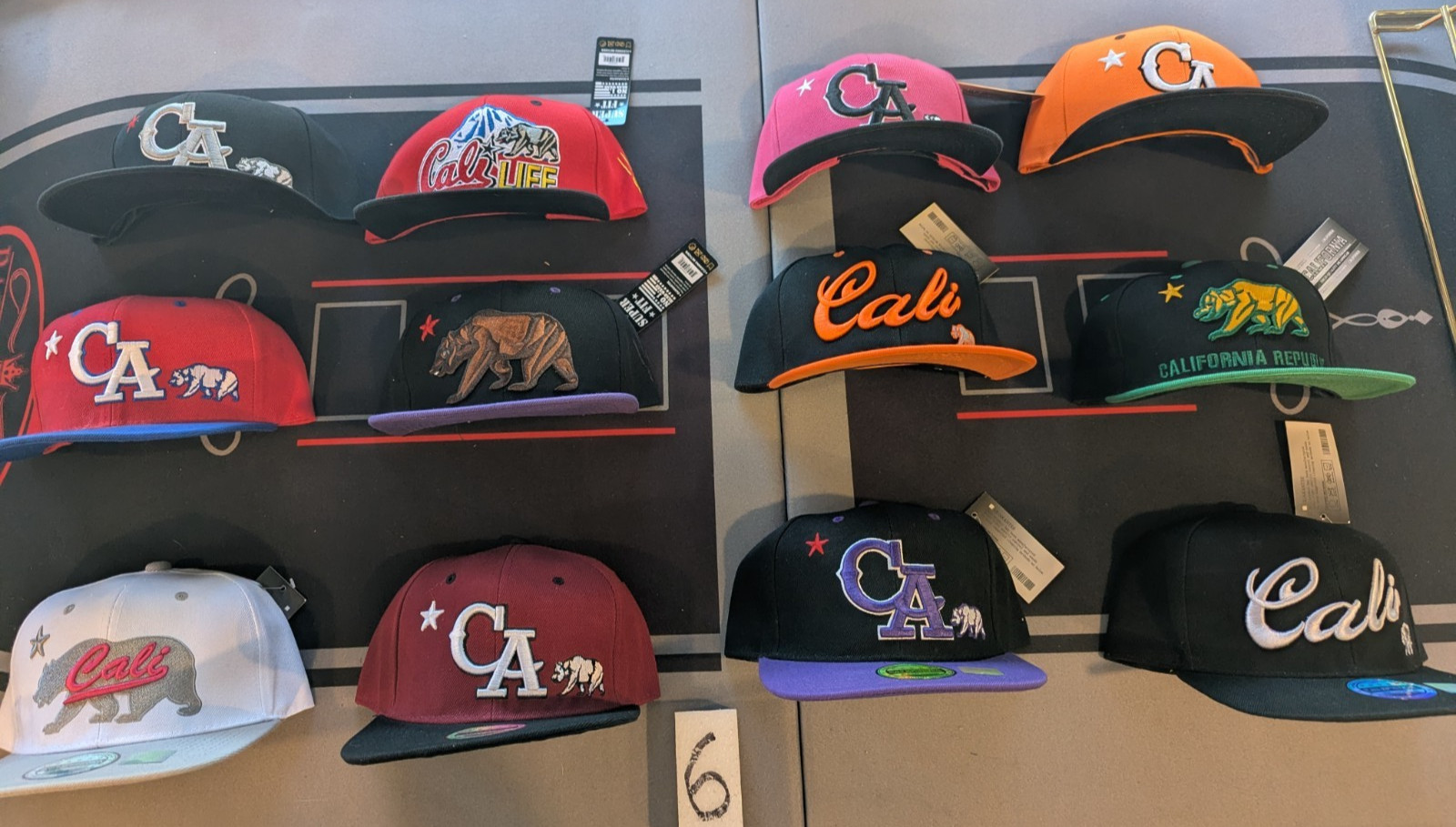 Lot of 12 CALI Snapback Caps Hats CA California Republic NWT