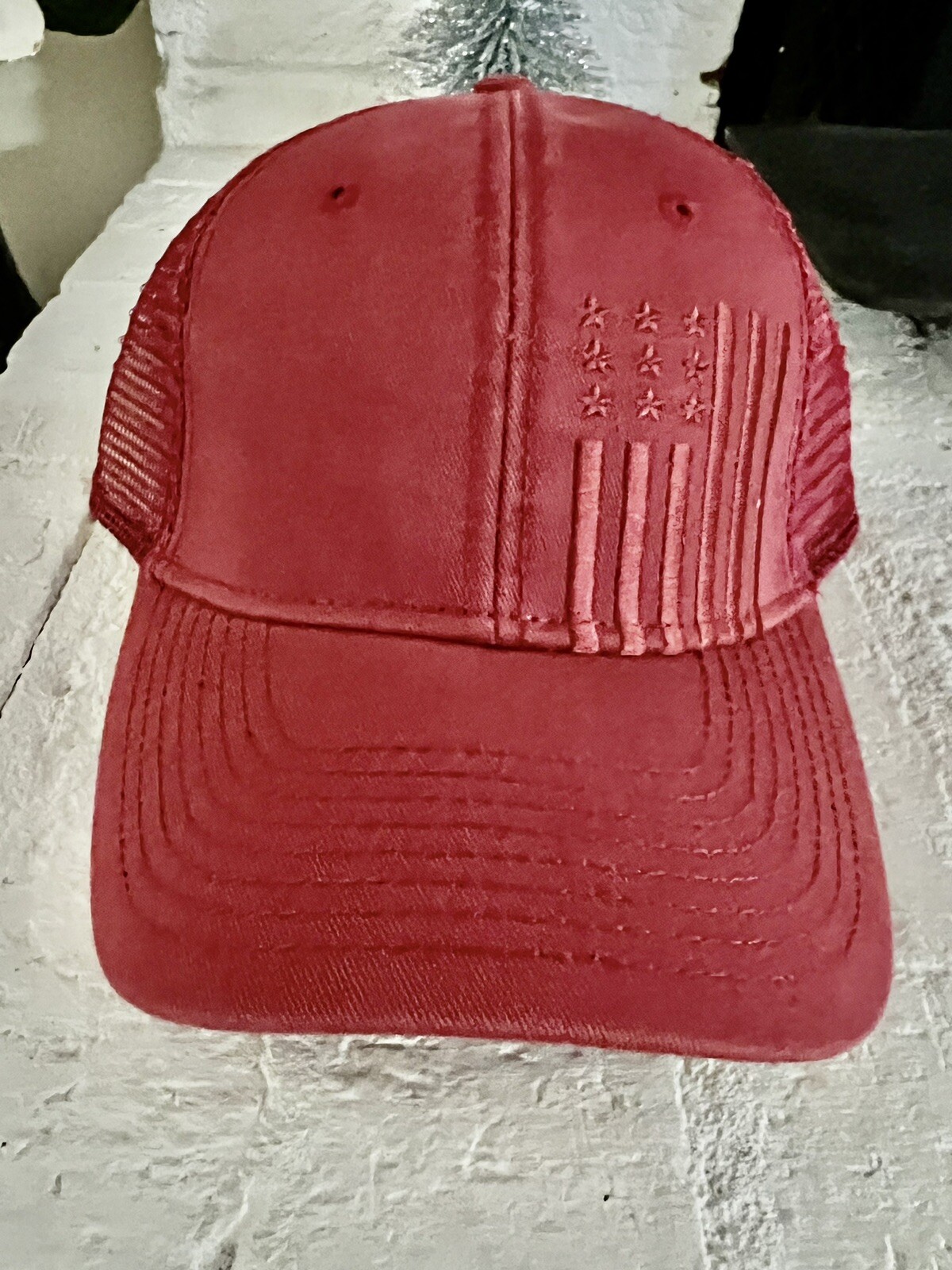 New~”Academy Sports”~Red American Flag~Adult Snapback Trucker Hat / Cap ~ Adj