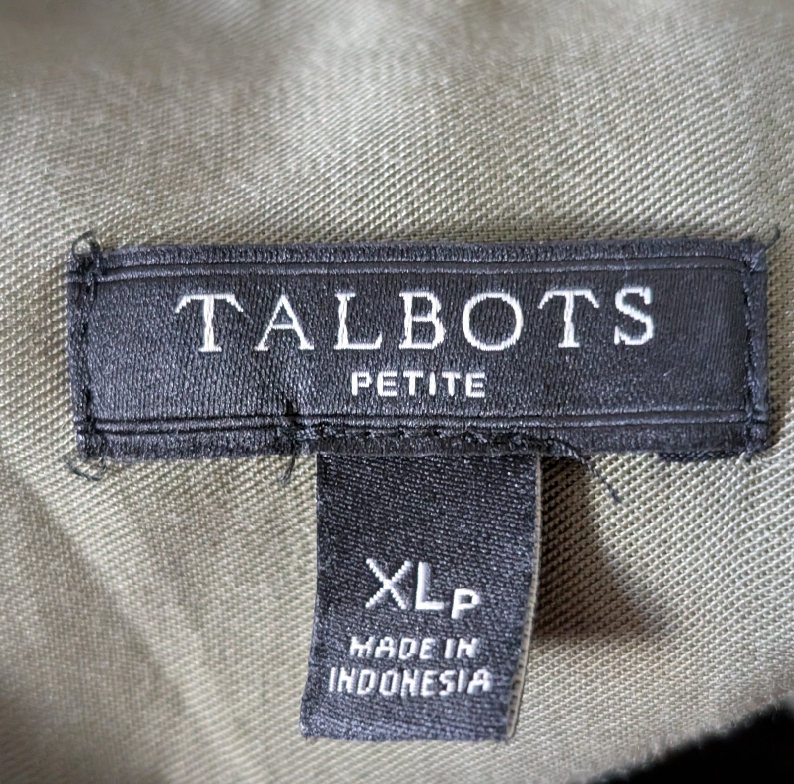NWOT Talbots Size XL Petite Utility Blouse Roll Tab Sleeves Lyocell Safari