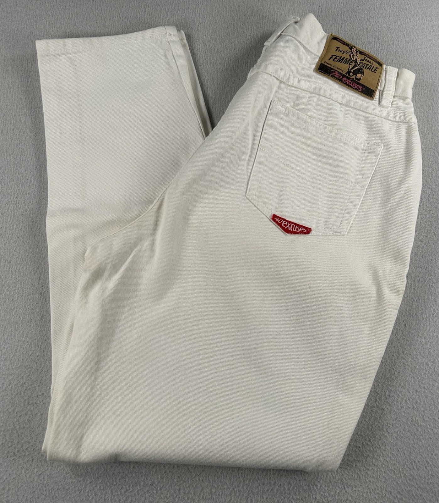 Vintage 90s No Excuses Tough White Denim High Rise Mom Jeans Size 16/17