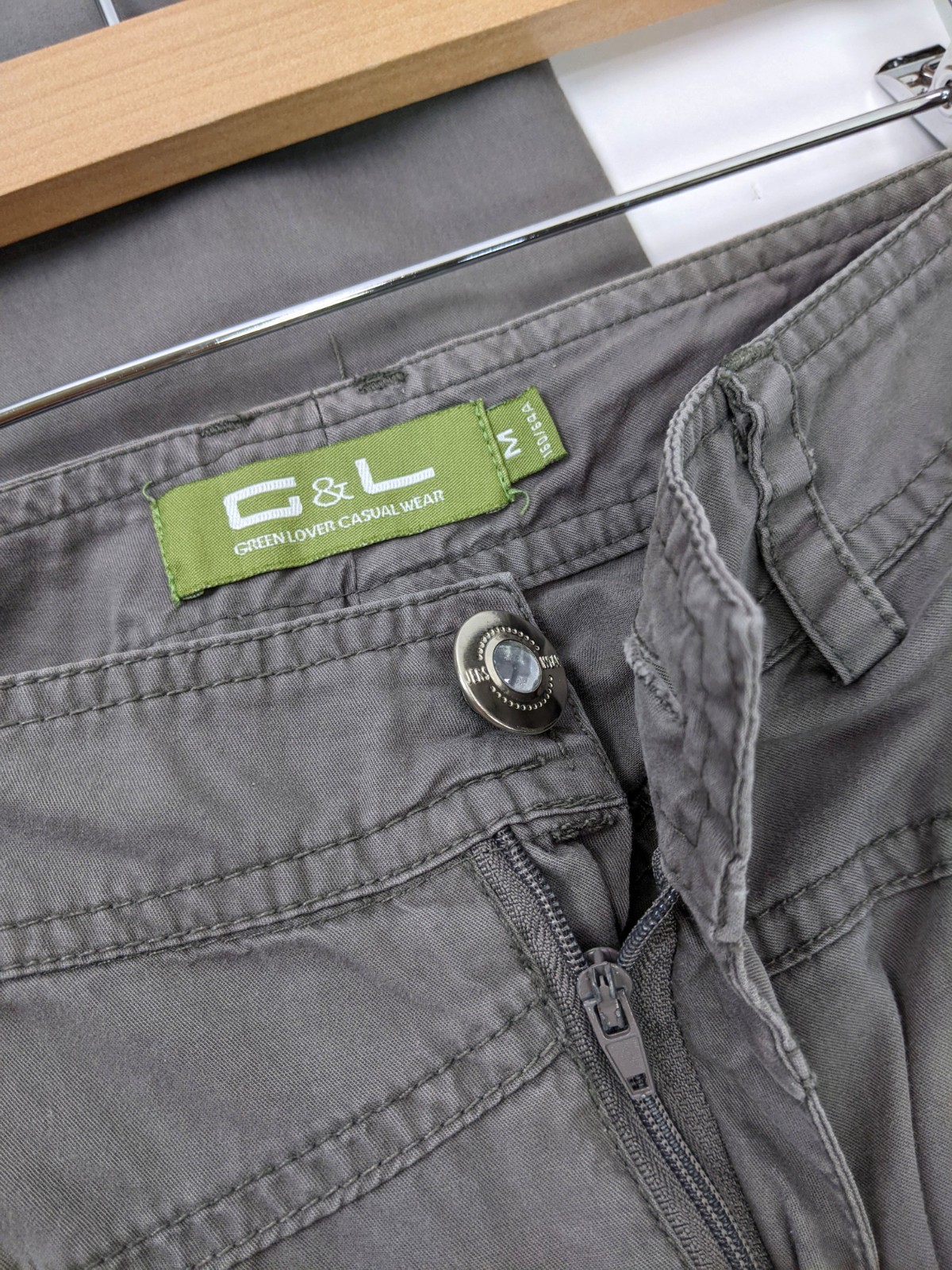 G&L Womens Cargo Utility Pants Ruched Zip Pockets Straight Leg Gray Size XS/S