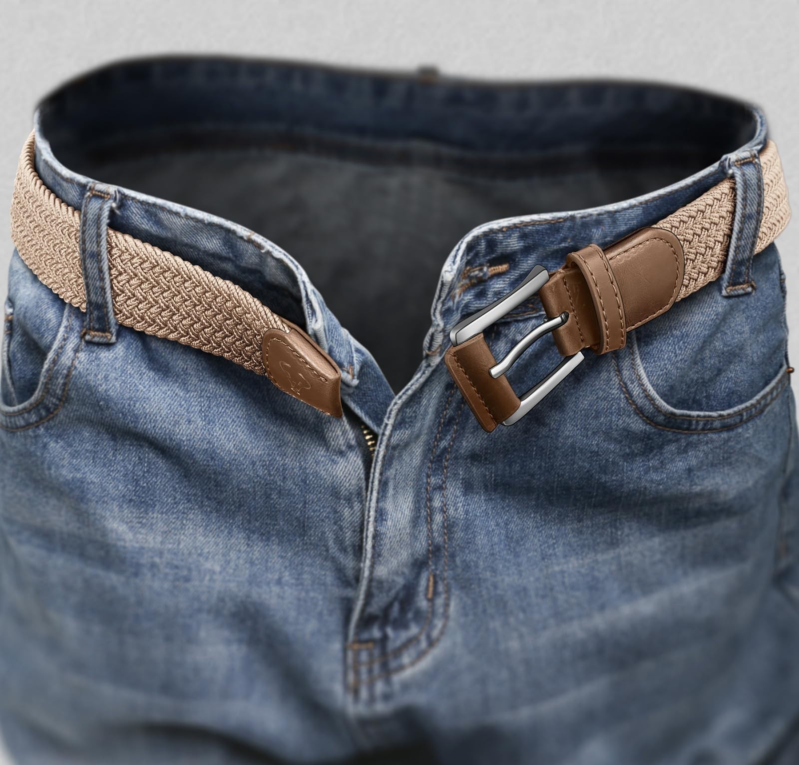 Woven Braided Stretch Web Belt 2-Pack for Men – Breathable, No Hole, Snug Fit –