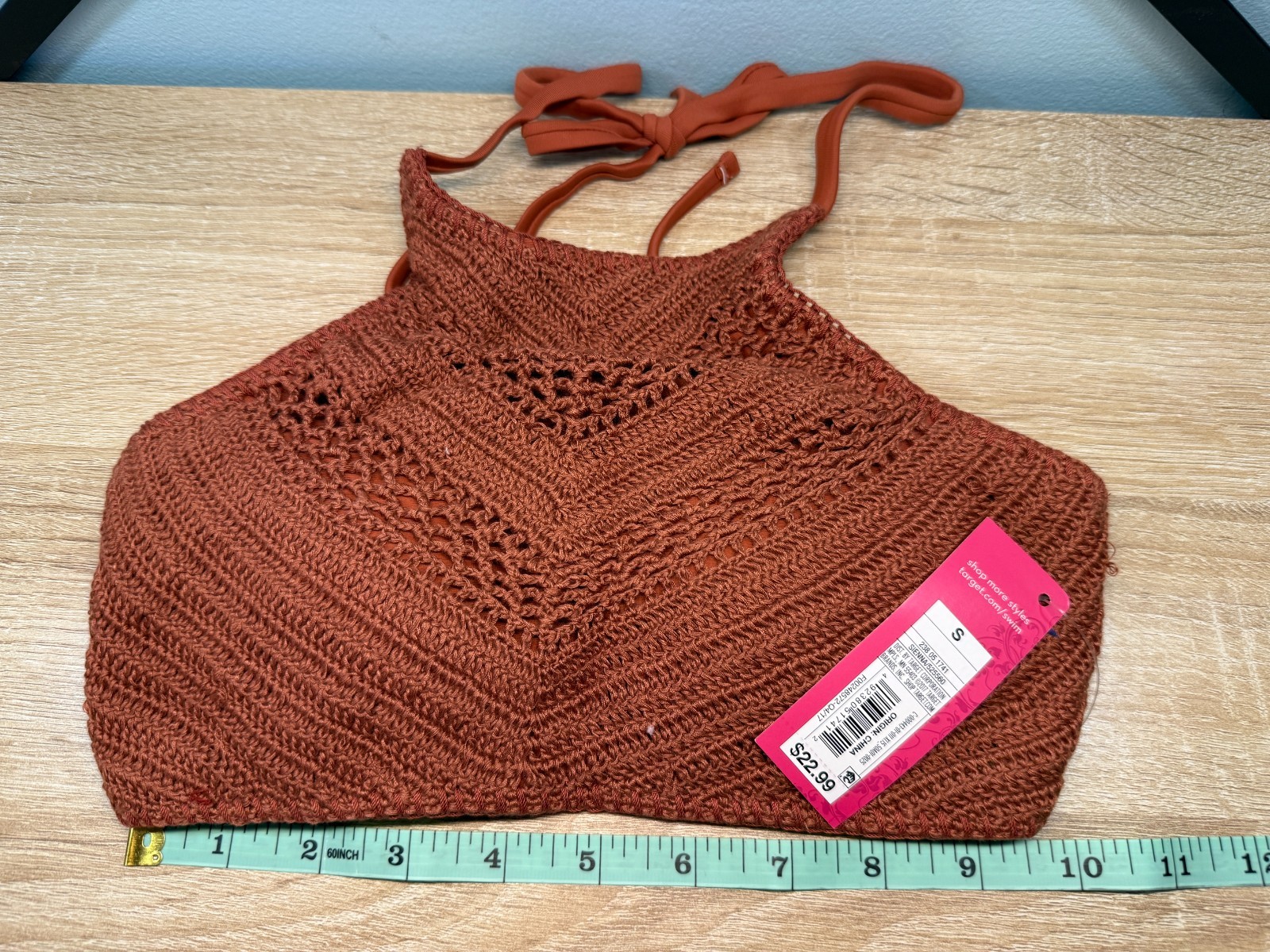 Xhilaration Womens Crochet Halter High Neck Bikini Top – Rust – NWT