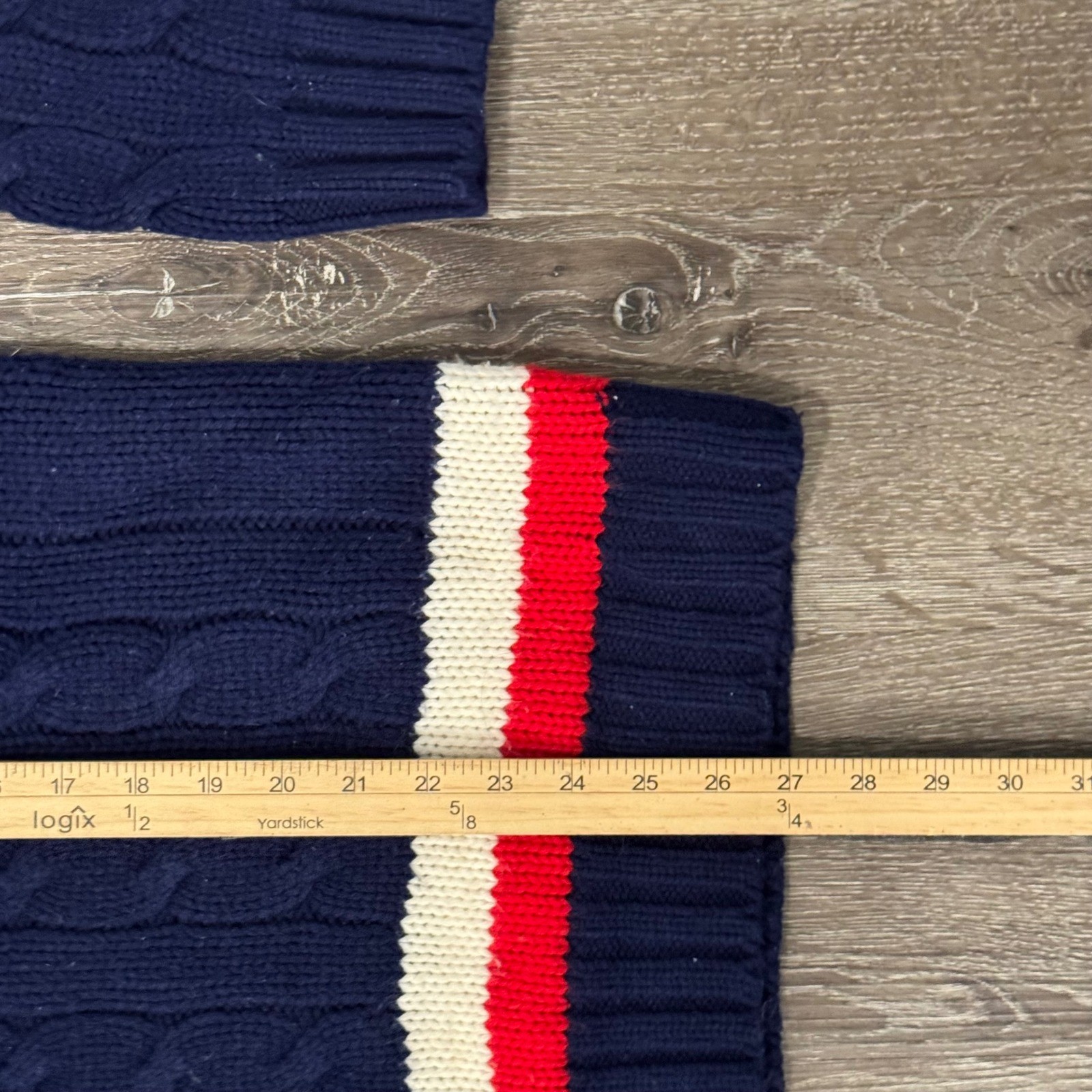 IZOD Lacoste Sweater Men L Navy Blue Cable Knit Varsity V-Neck Vintage Pullover
