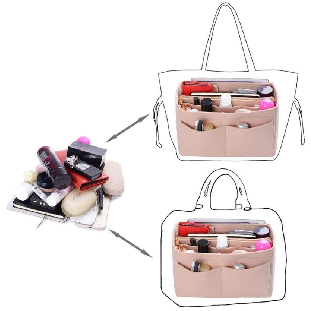 Felt Purse Handbag Organizer Insert Multi pocket Storage Tote Shaper Liner Bag