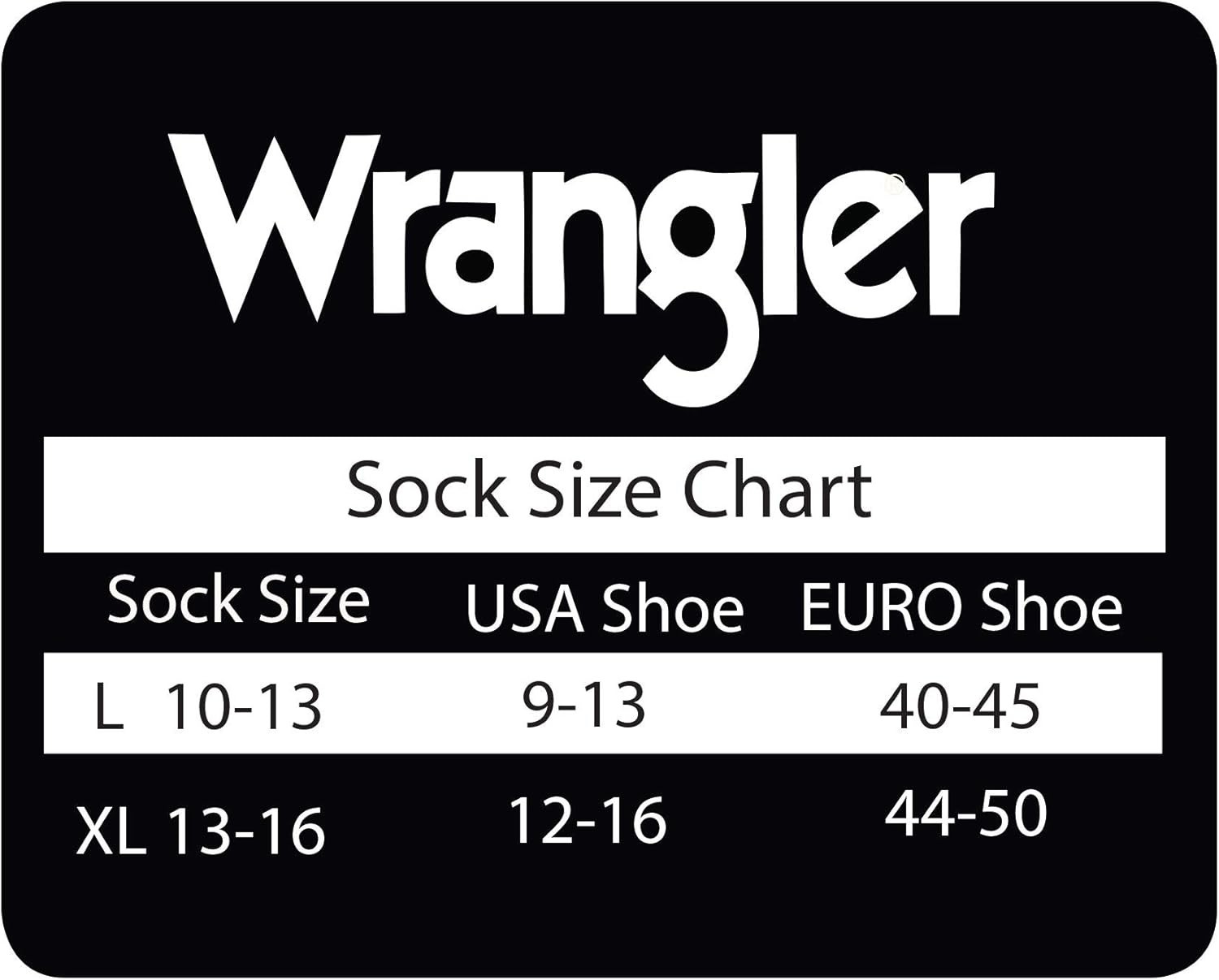 4 Pair Wrangler Men’s Socks LARGE Black Cotton Full Cushion Crew Work Boot