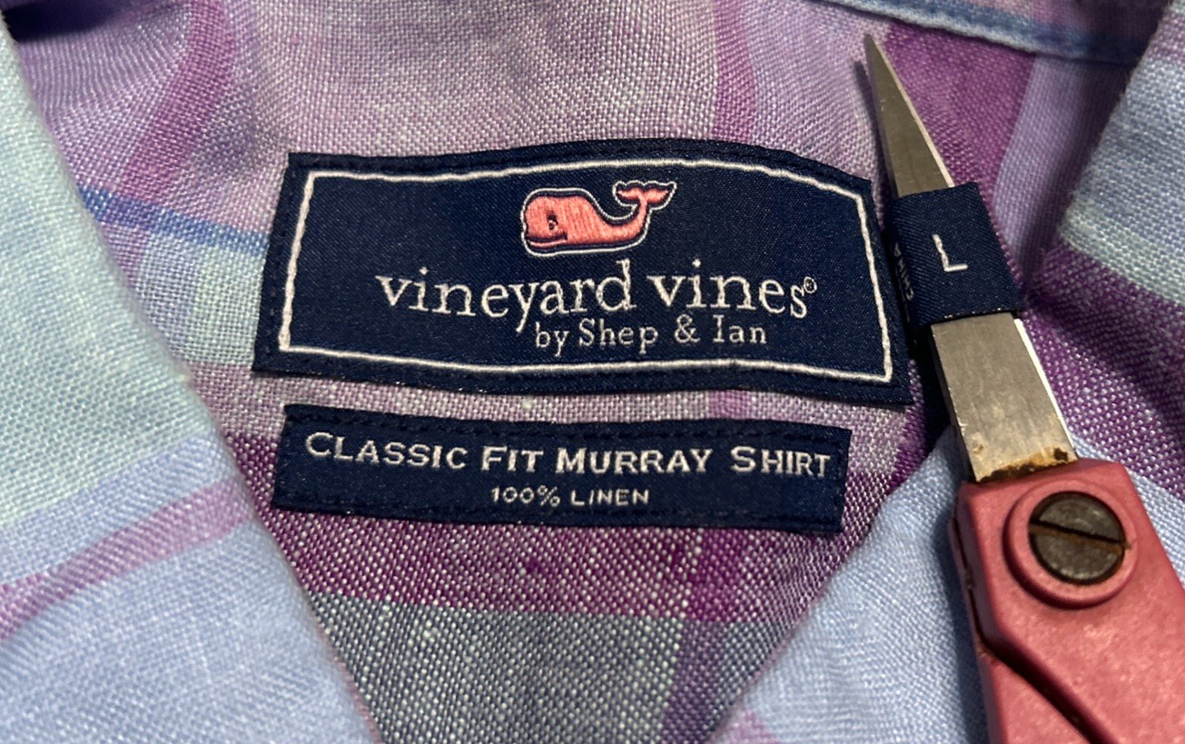 Vineyard Vines Men’s Classic Fit Murray 100% Linen Plaid Long Sleeve Shirt Sz Lg