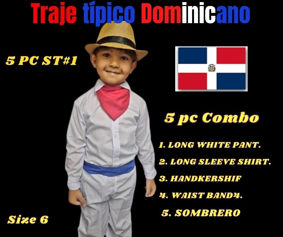 Boy’s Dominican Republic Traditional Outfit 4 or 5 Pc Set Traje Típico RD AM.