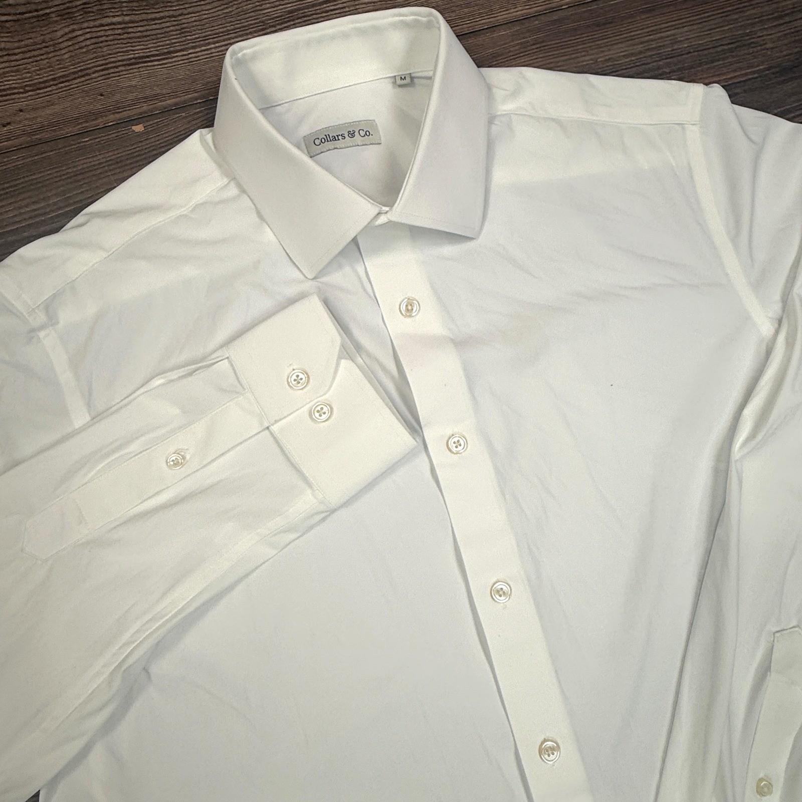 Collars & Co Mens Size Medium Apex Performance Dress Shirt White Long Sleeve