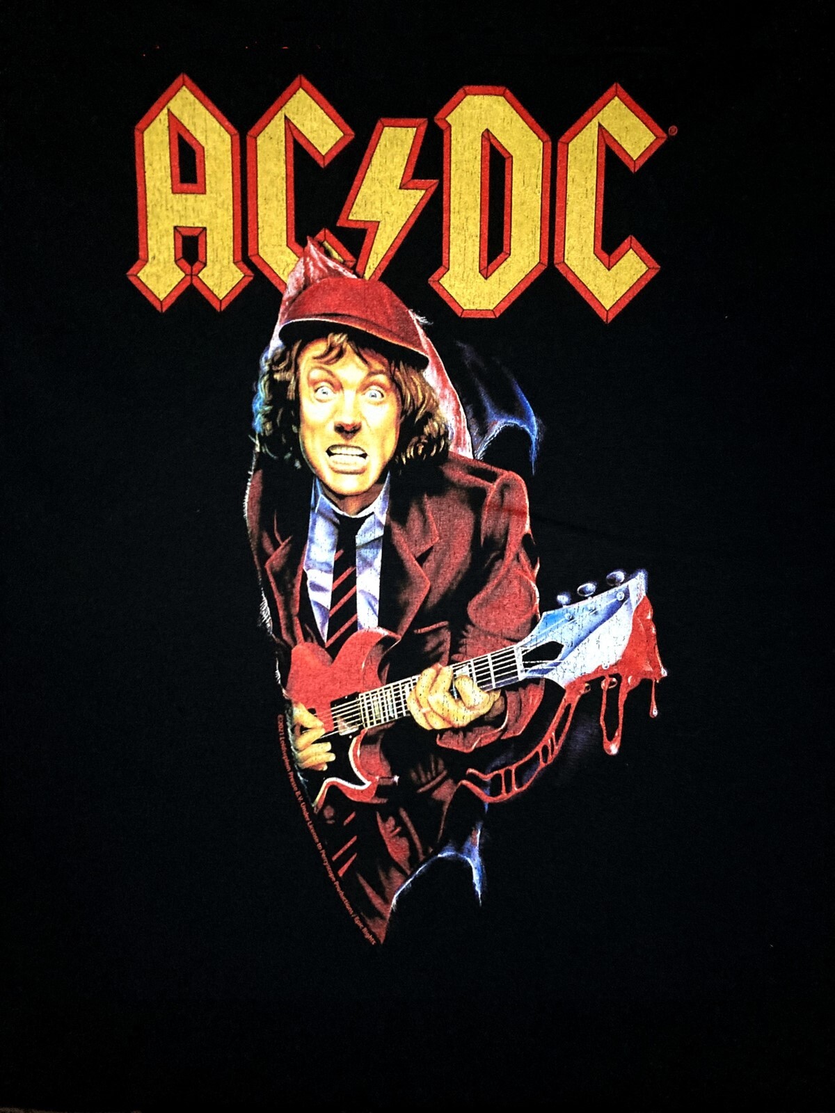 AC/DC cd lgo Angus Young GUITAR DRIP Official SHIRT XL New t.n.t. blow up video
