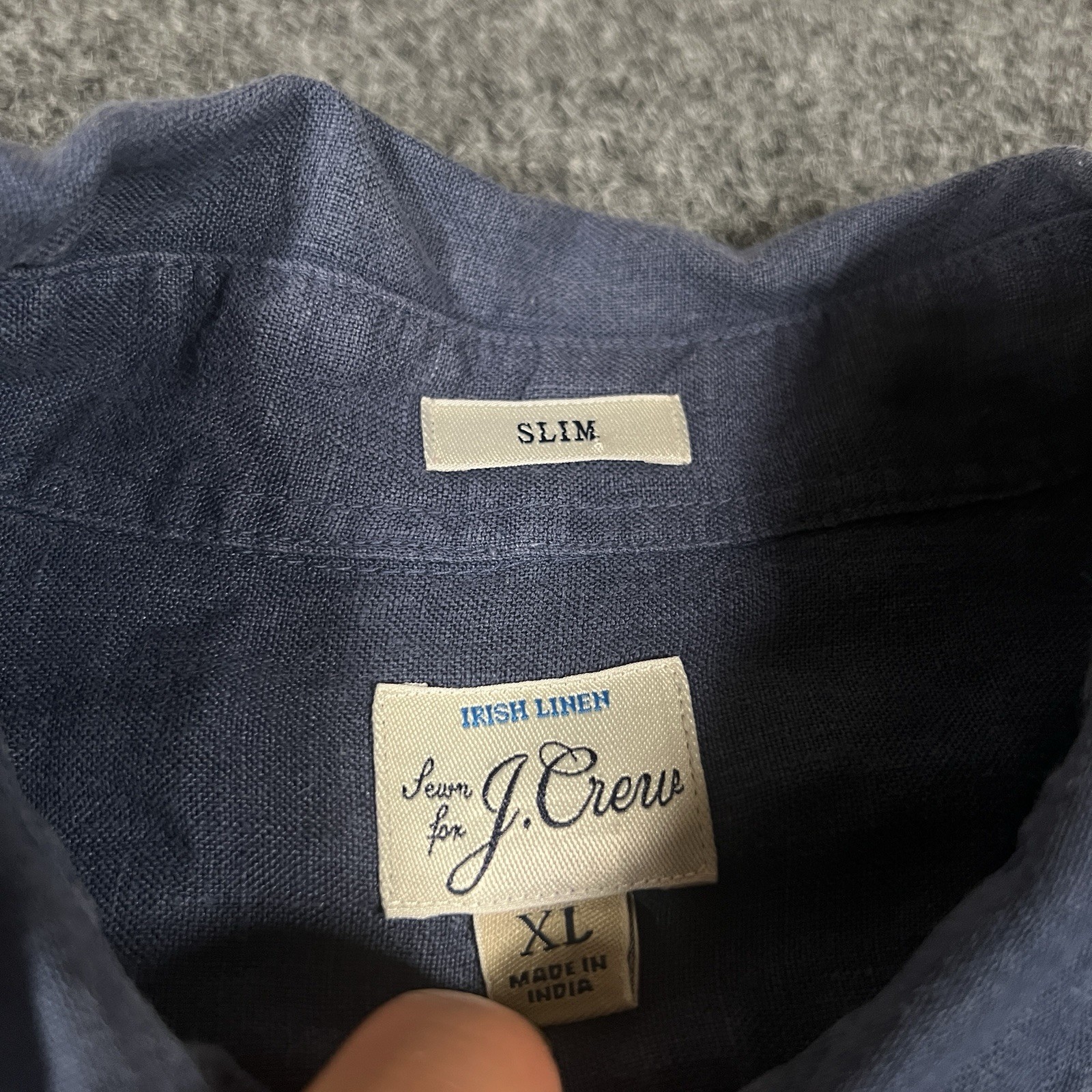 J.Crew Baird McNutt Irish Button 100% Linen Shirt Size XL Long Sleeve Navy
