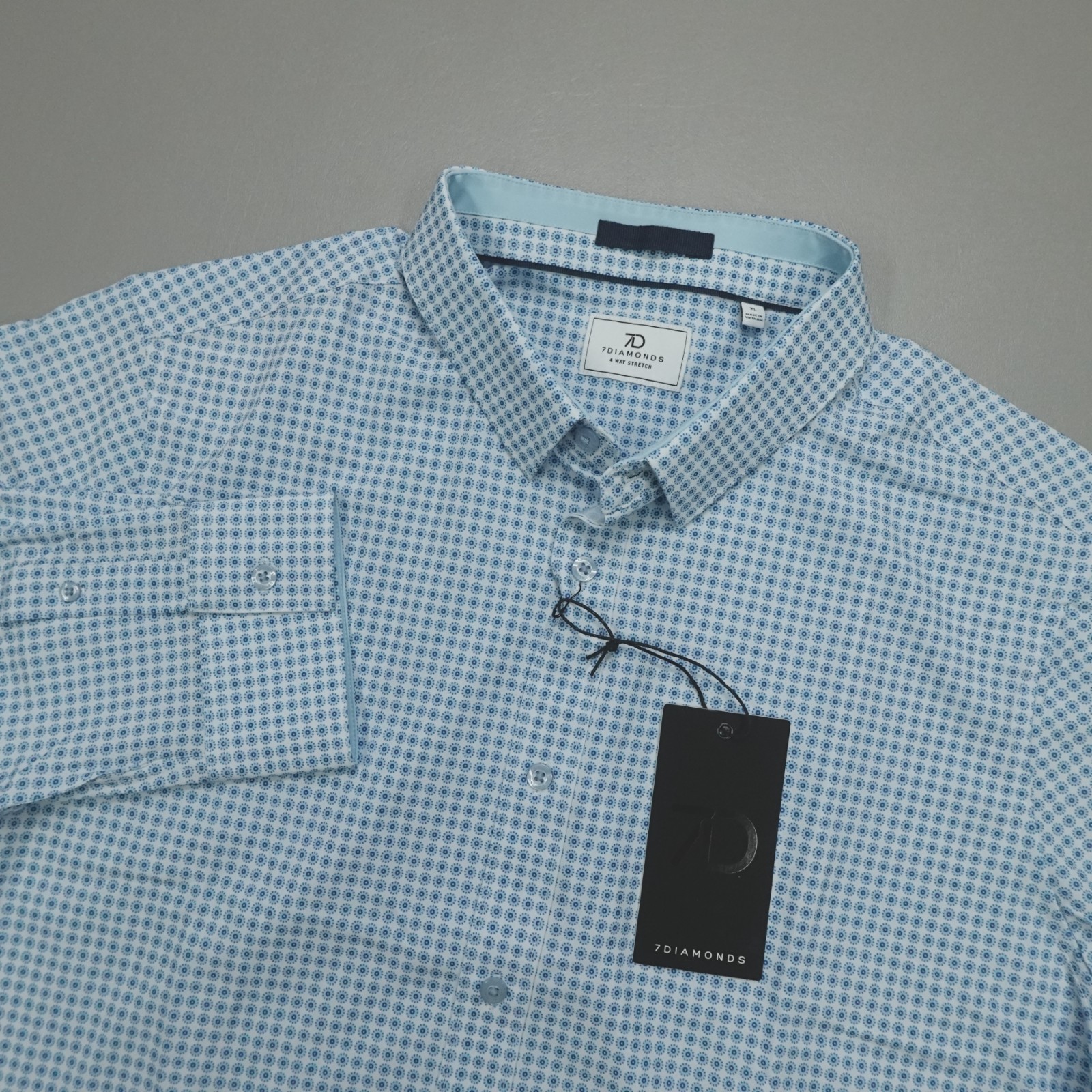 7 Diamonds Cyril 4-Way Stretch Performance Shirt Size XL Button Up Geometric