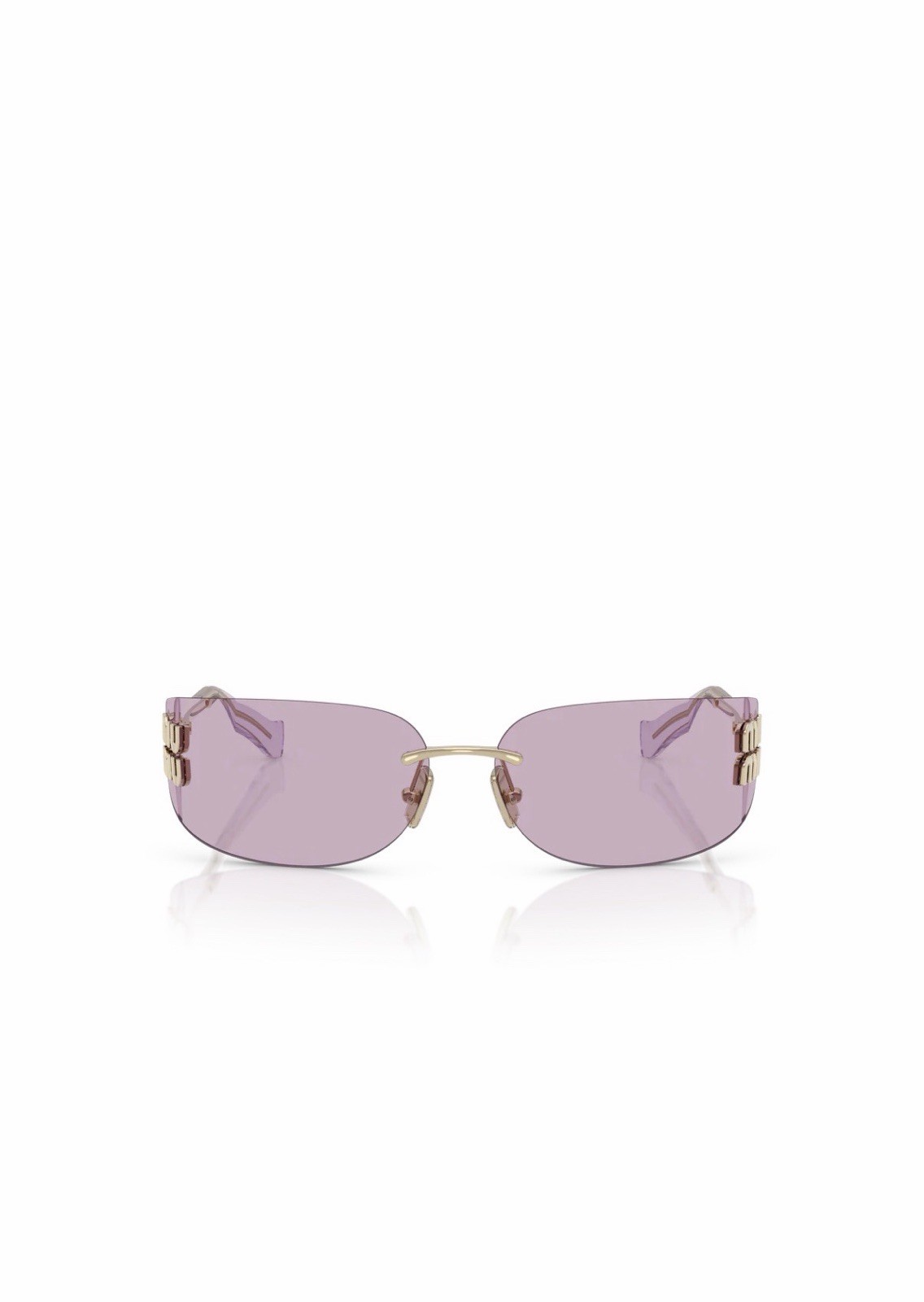 Miu Miu MU AUBE A51S ZVN90O Light pink Lenses Rimless Rectangle Sunglasses New