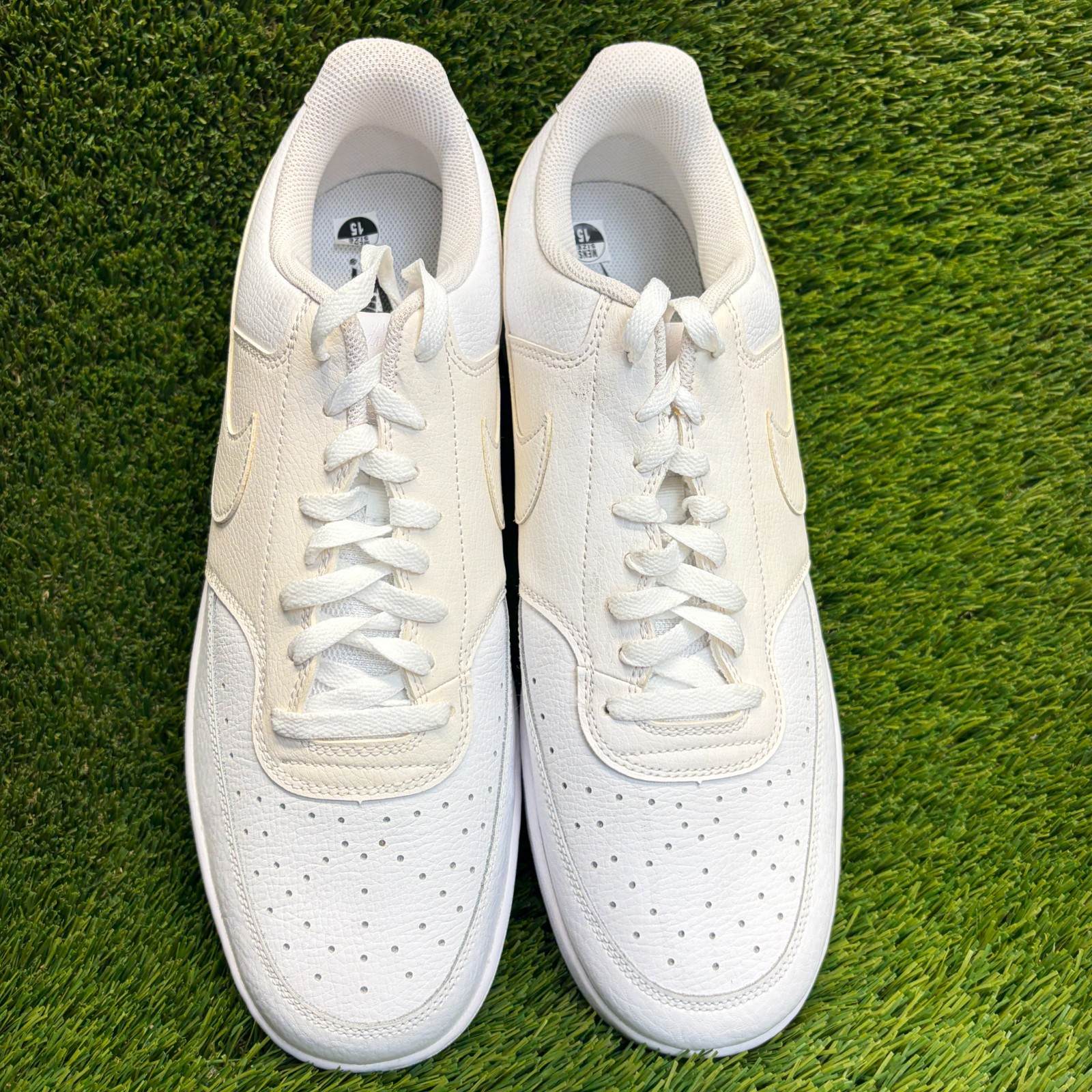 Nike Court Vision Low Men Size 15 White Ivory Athletic Leather Shoes Sneakers