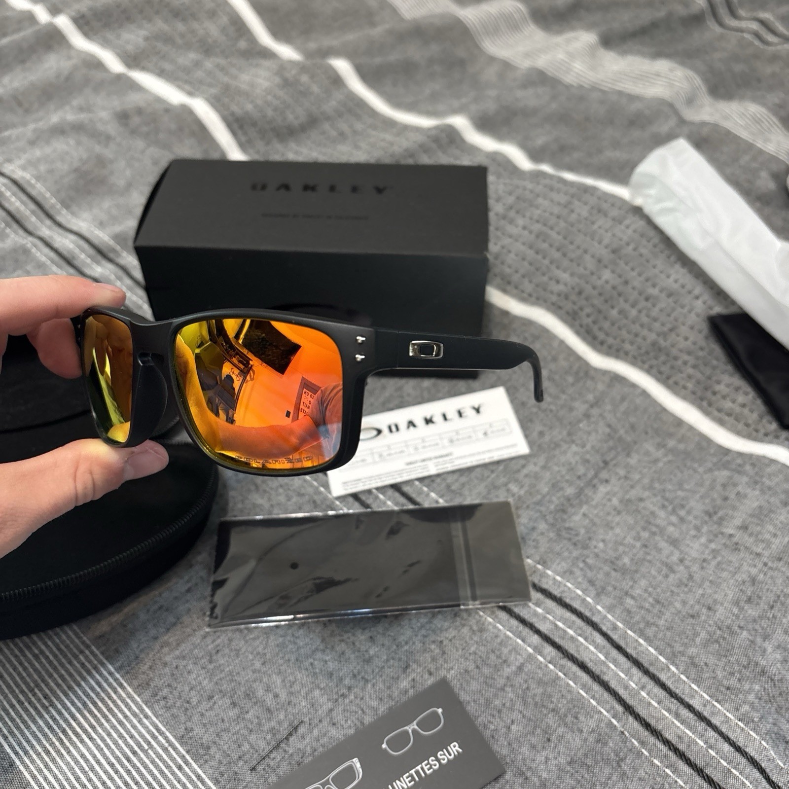 Oakley Holbrook Polarized Sunglasses 0091-02 Matte Black/Prizm Ruby